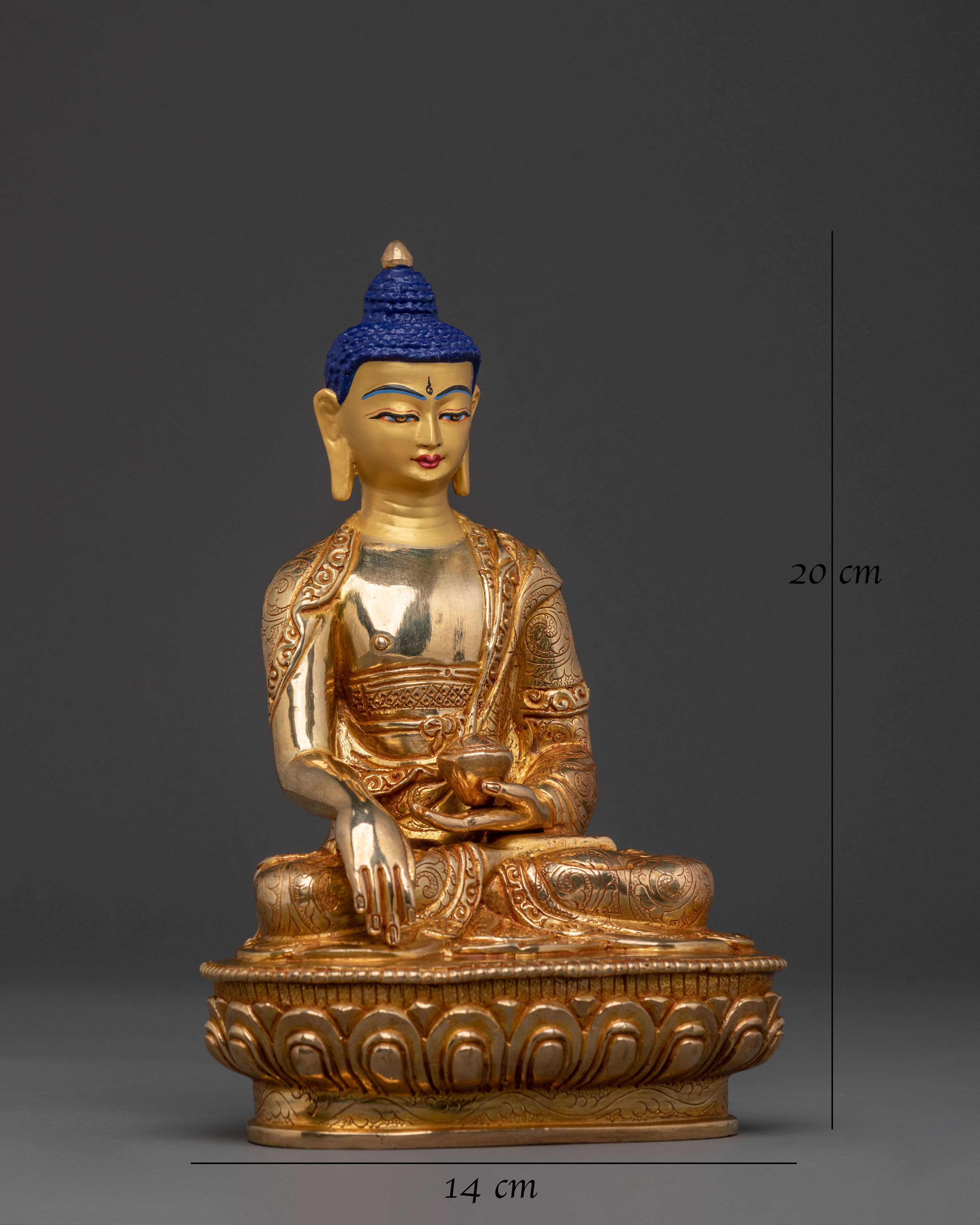 Shakyamuni Buddha Statue – Handcrafted Gold Gilded Copper