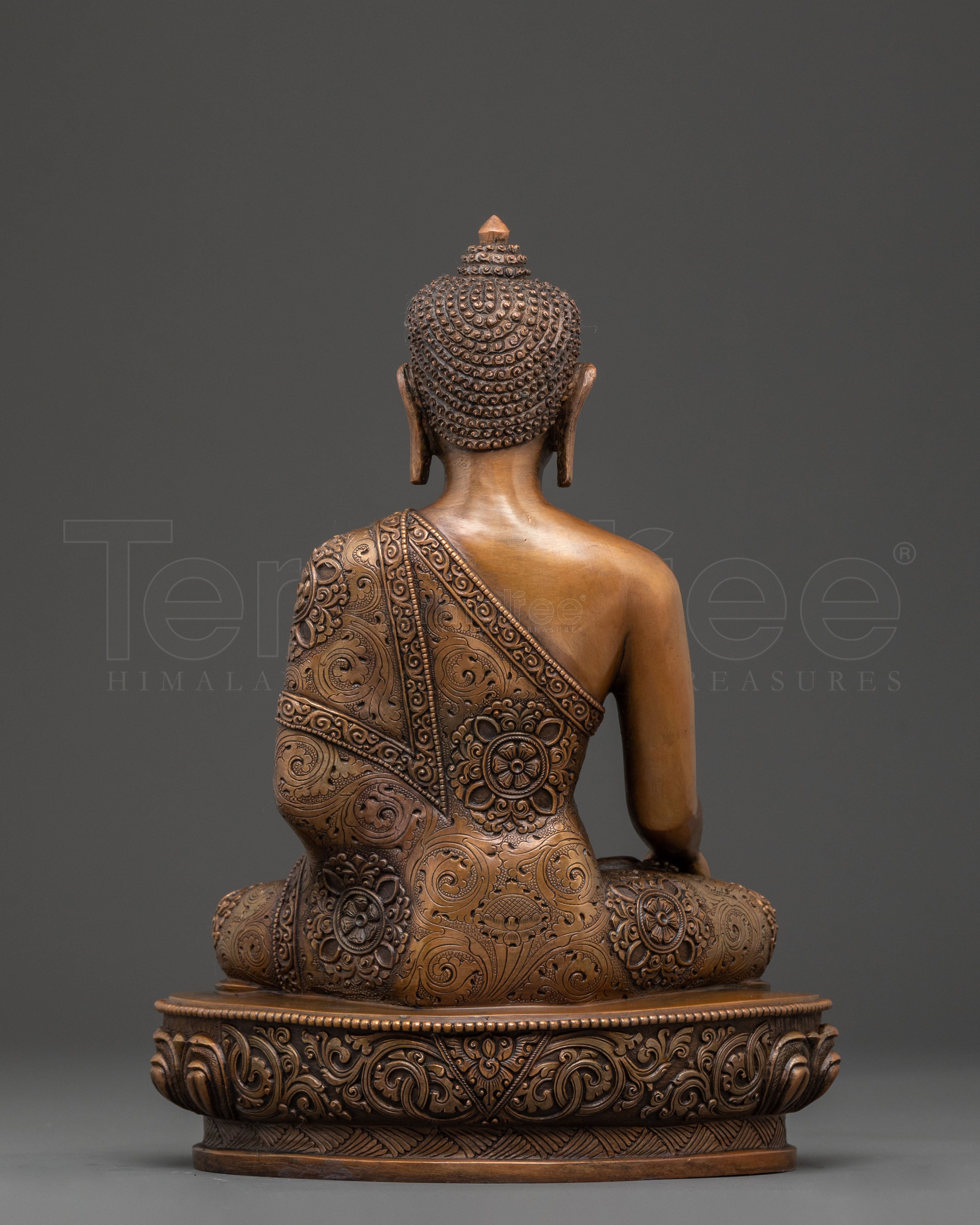 Handcrafted Copper Shakyamuni Buddha Statue - Artisanal Patina