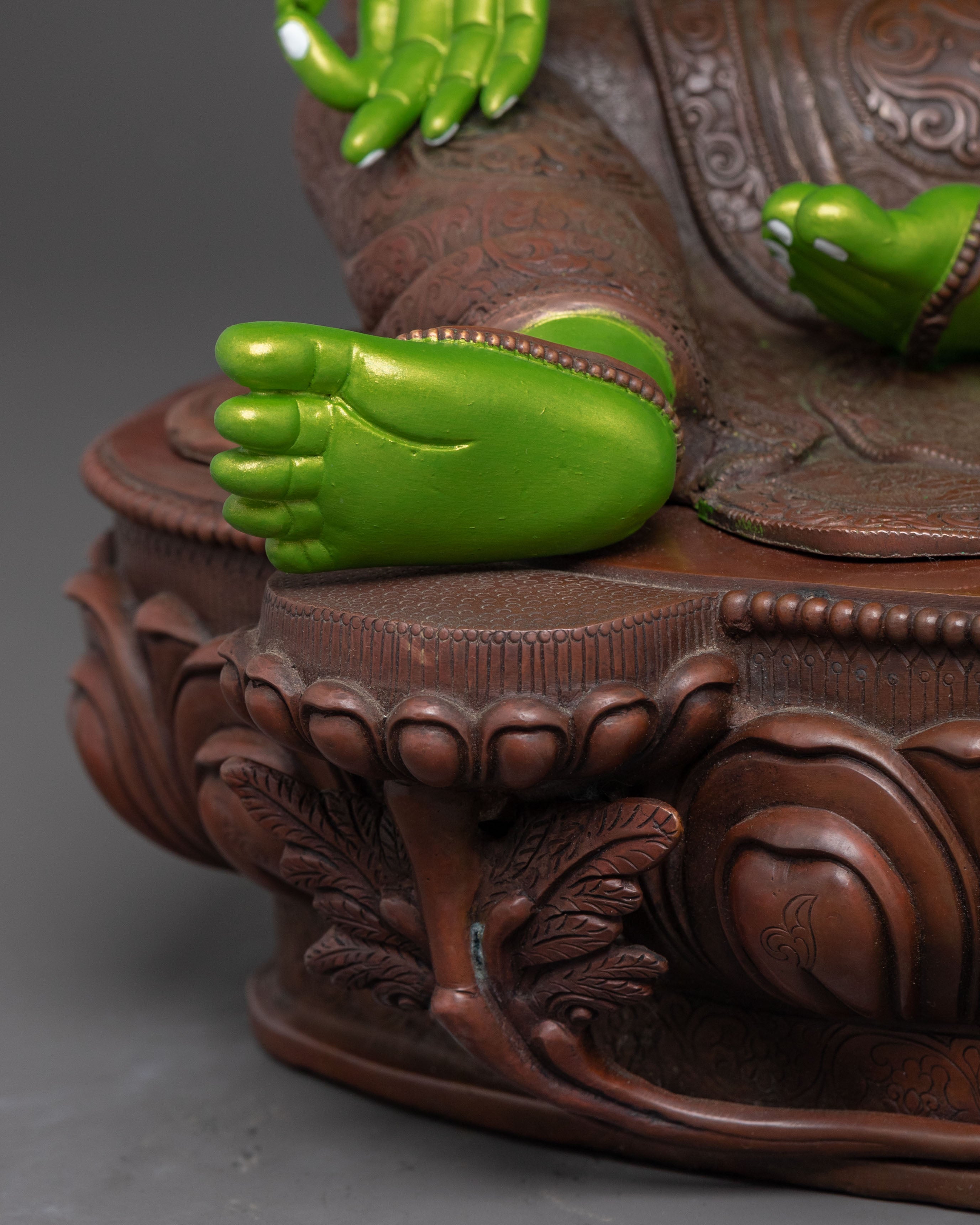 Tibetan Green Tara Compassion Statue – Oxidized Copper Art