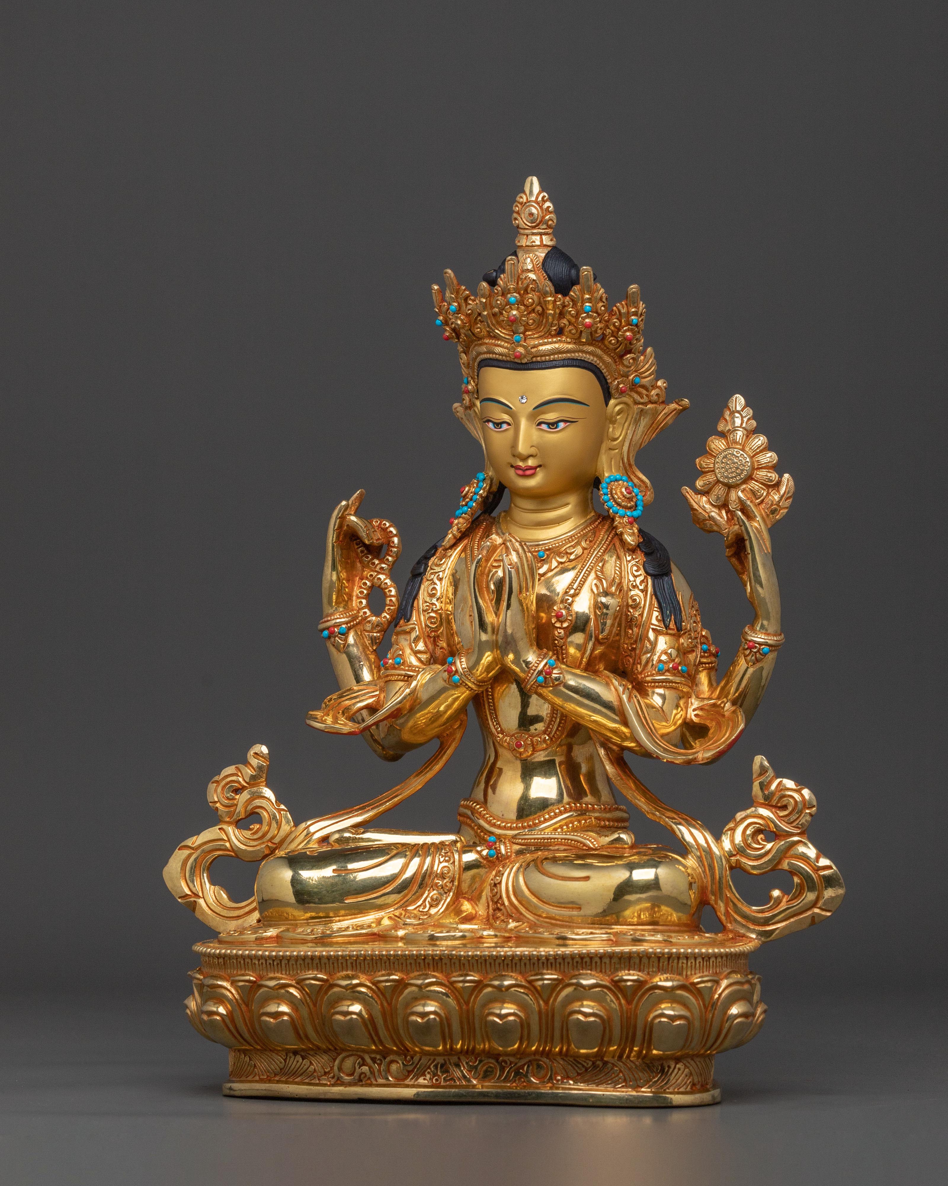 Himalayan Four Armed Chenrezig Statue | Home Decor