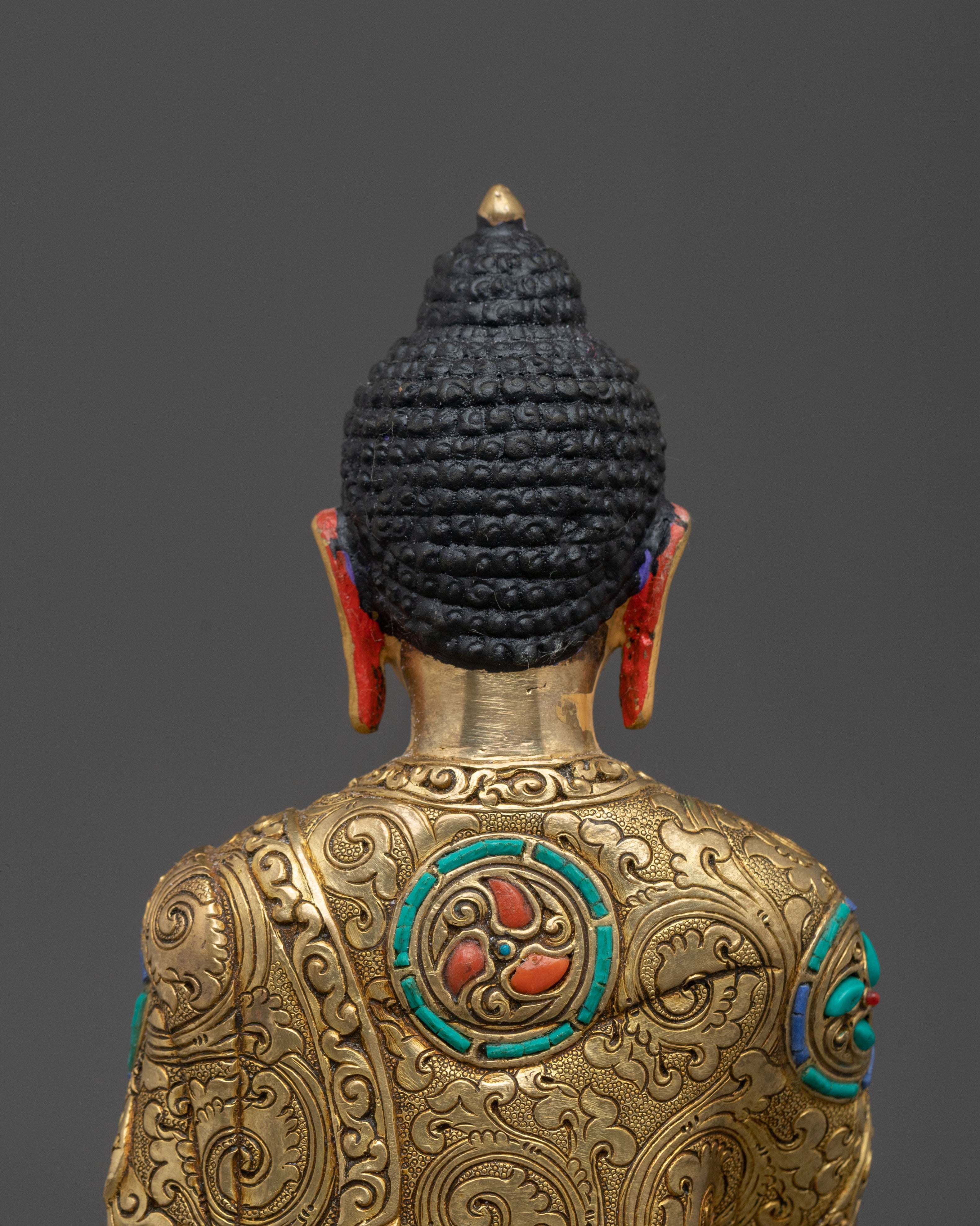 Traditional Himalayan Ratnasambhava Sculpture: 24K Gold Gilded