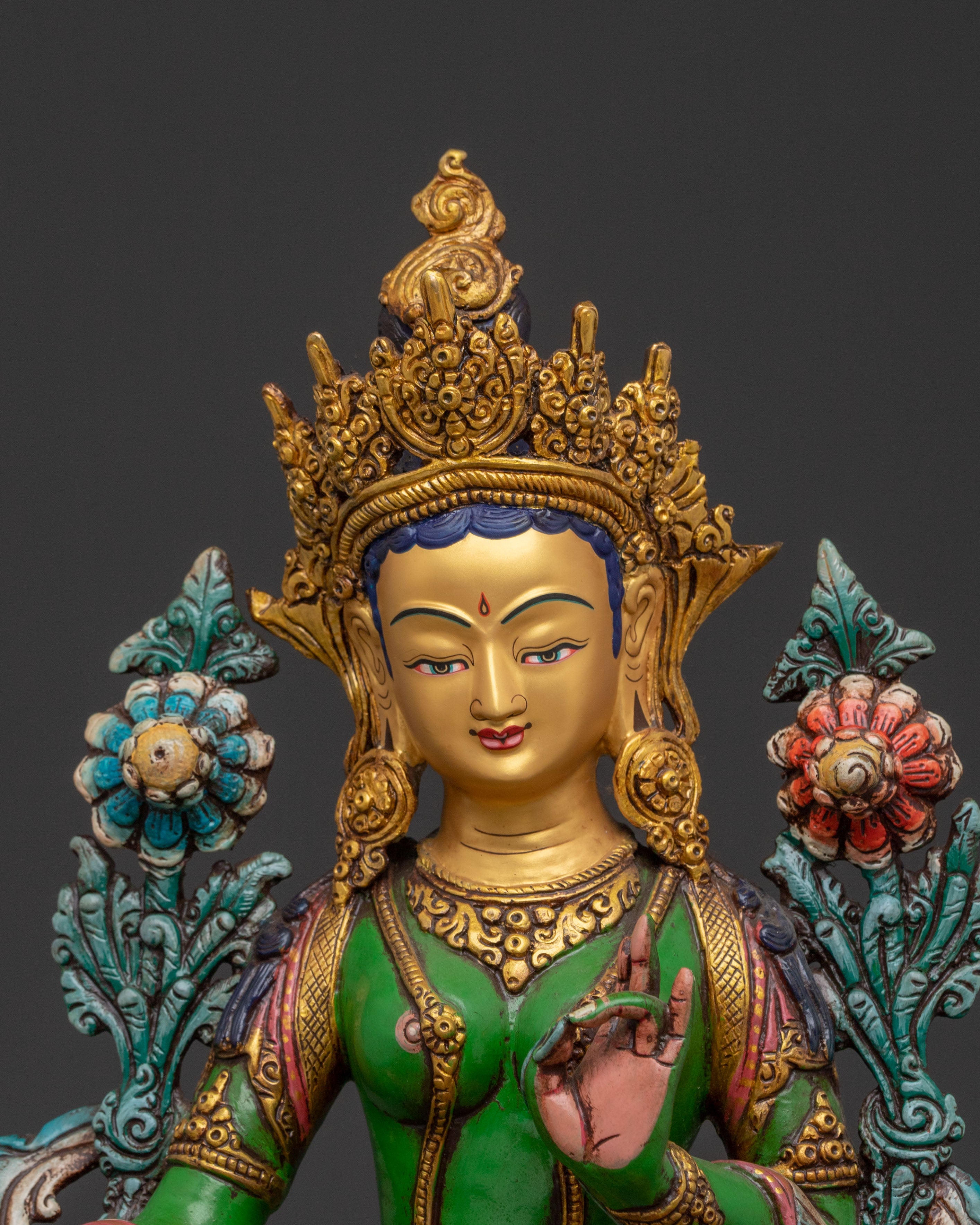 Handcrafted Green Tara Compassion Statue for Altar