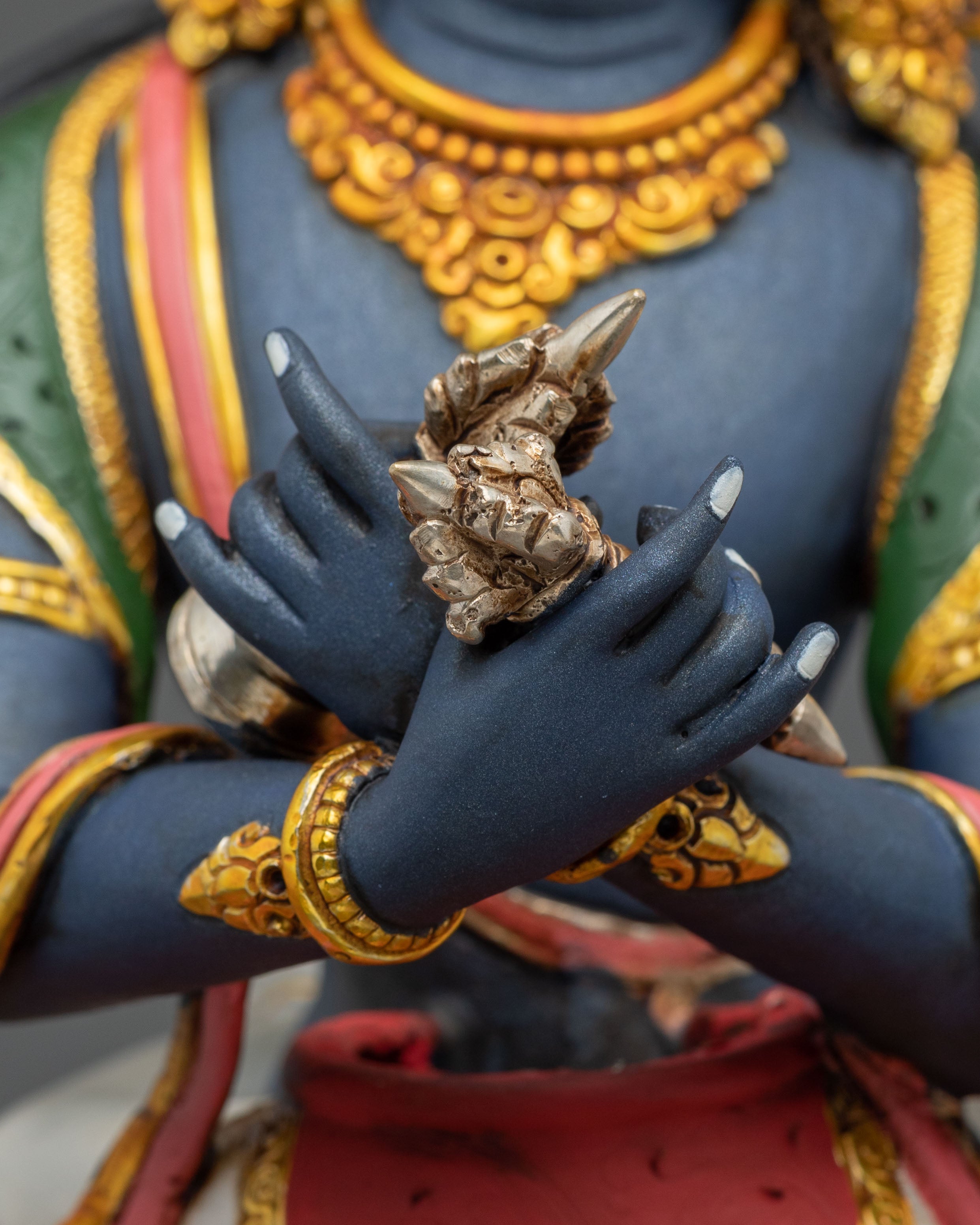 Vajradhara Statue with Consort | Gold & Acrylic Painted Figurine