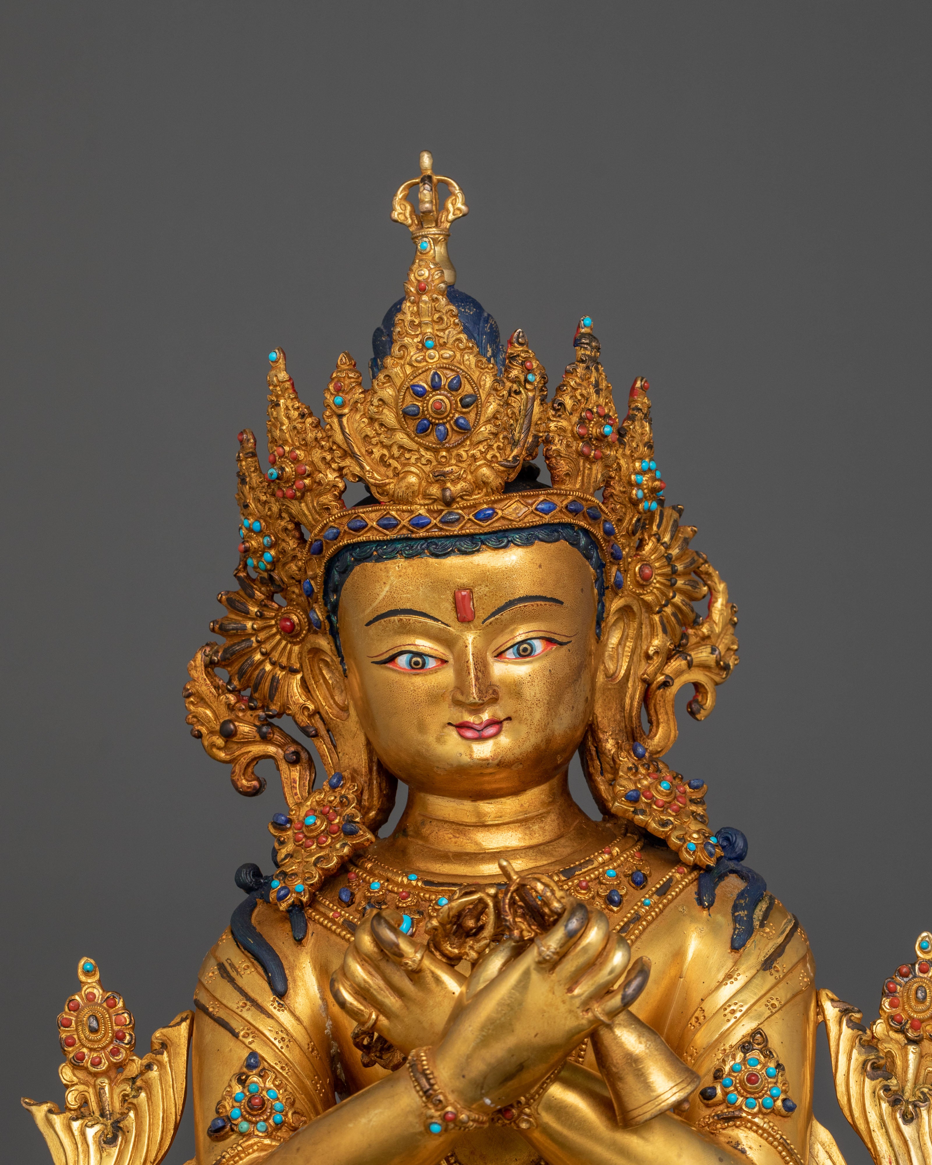 24k Gold Gilded Vajradhara Statue |  Primordial Buddha of Vajrayana Buddhism
