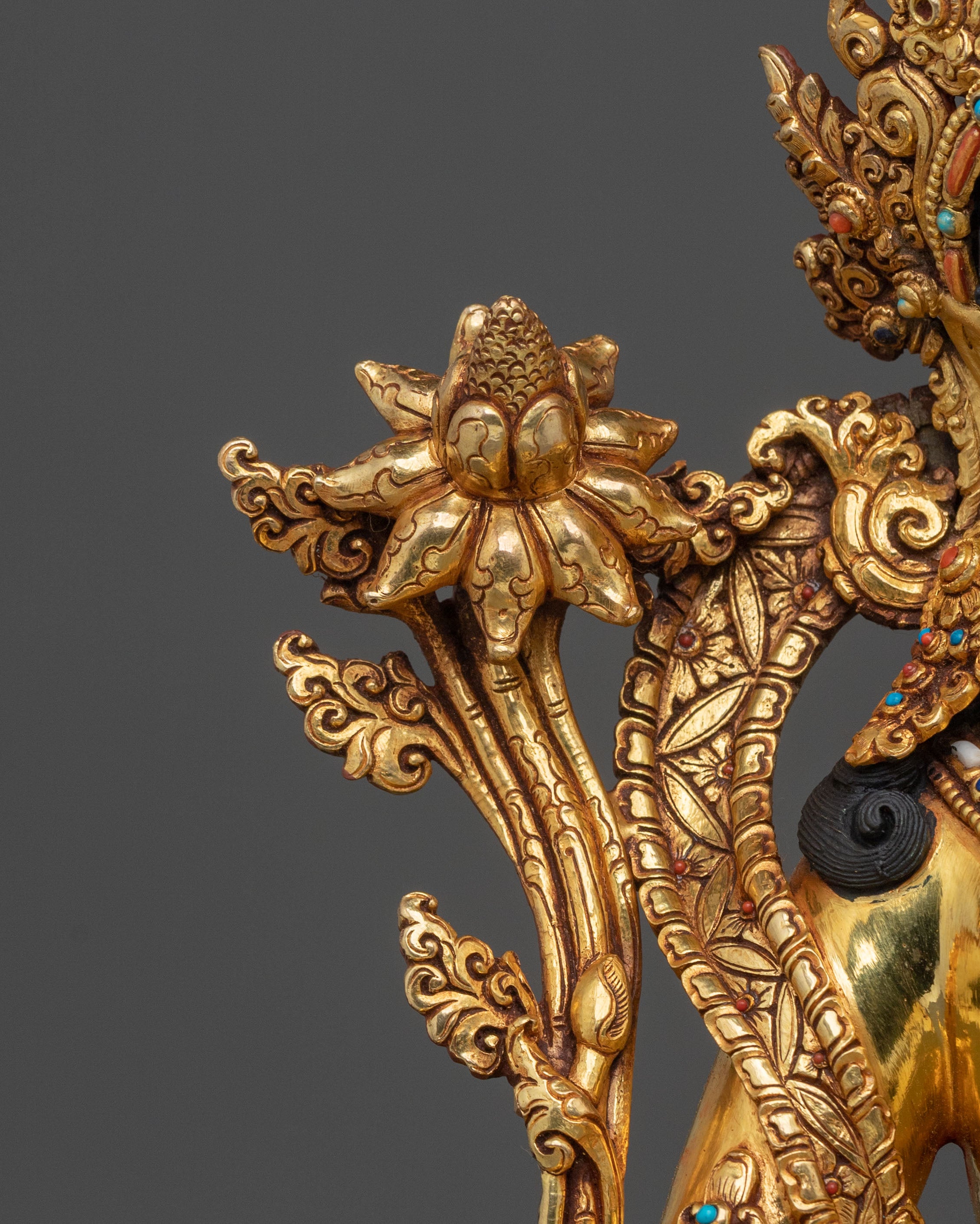Green Tara 24K Gold Gilded Figurine | Buddhist Guardian