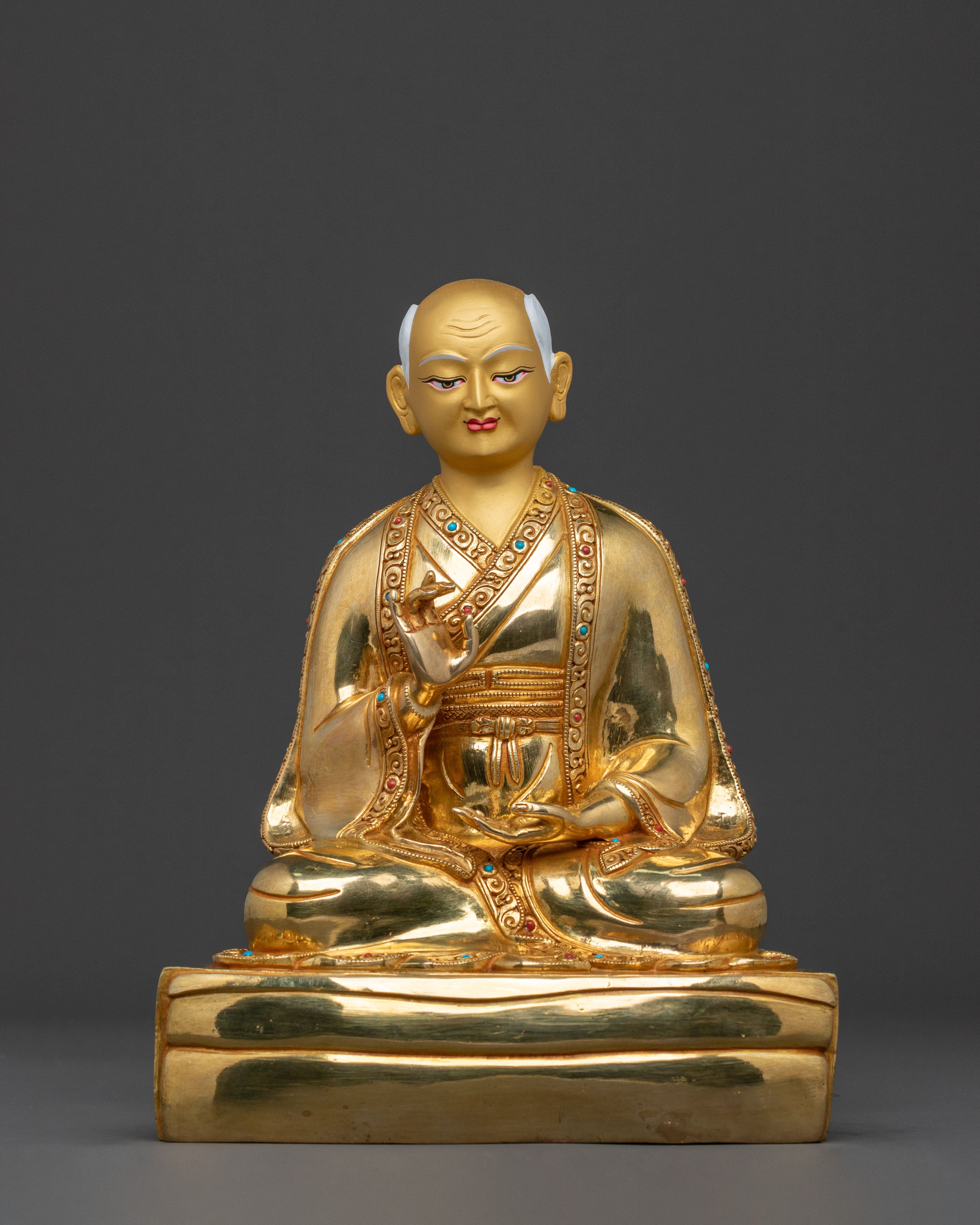 Shakya Master: 24K Gold Gilded Enlightenment Statue Set
