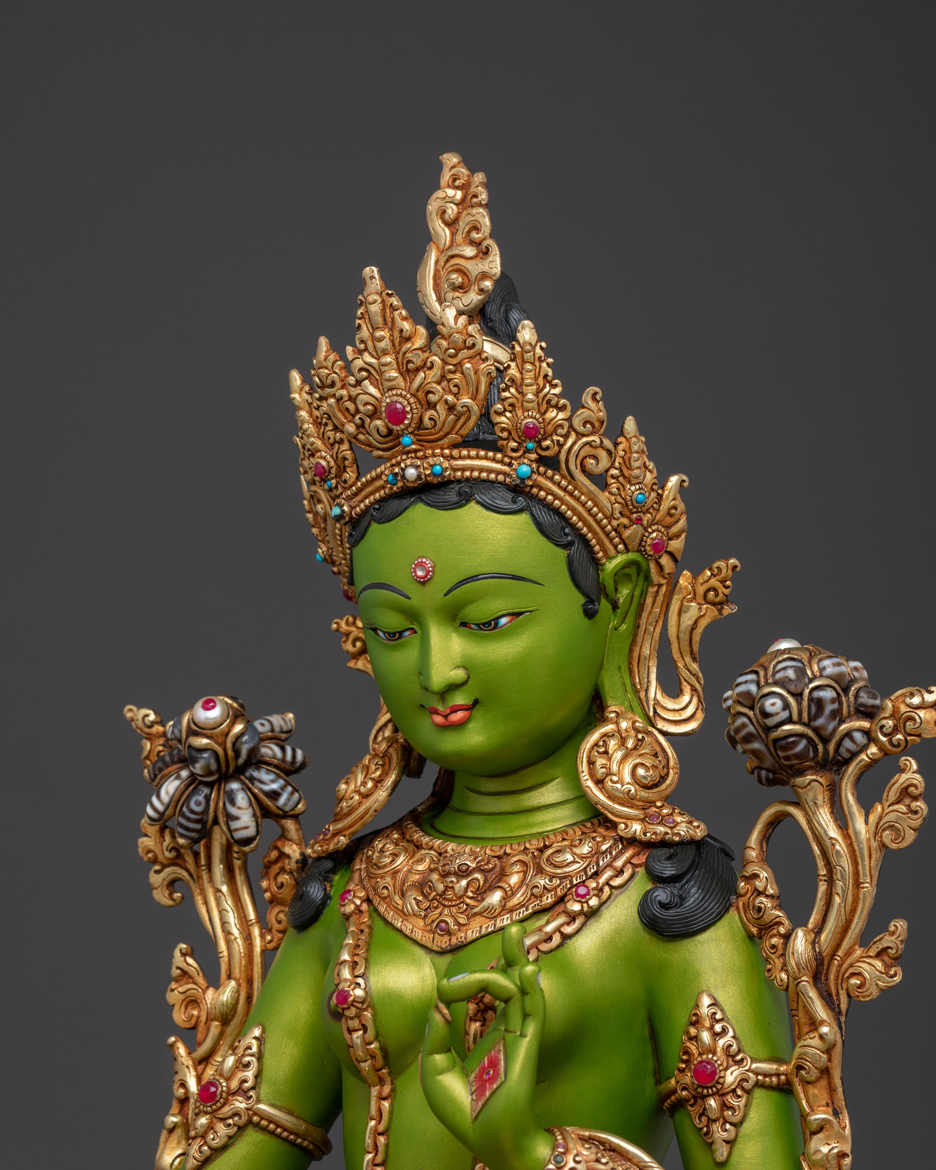 Green Tara Copper Statue | Goddess of Compassion