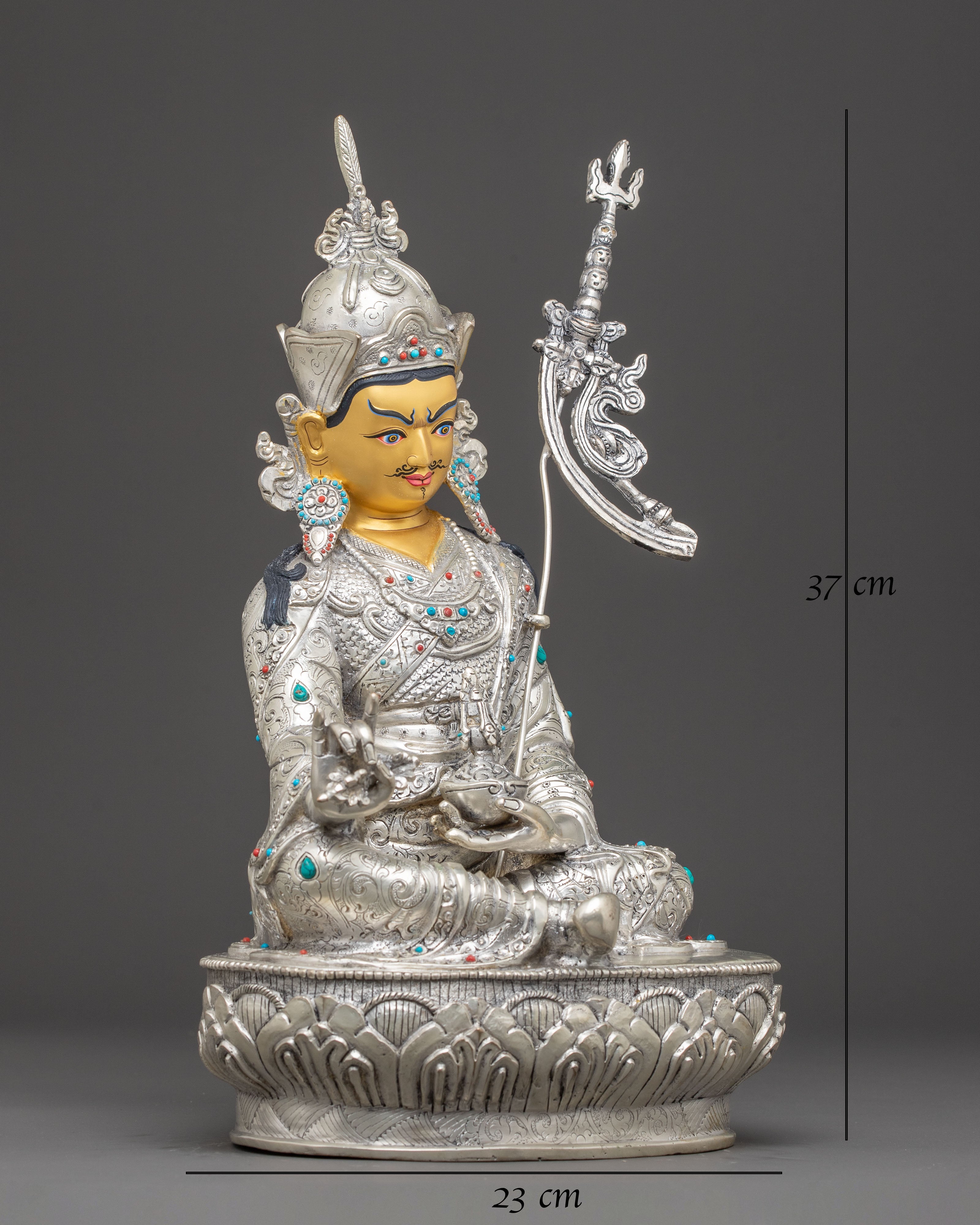Silver Electroplated Guru Rinpoche Statue 