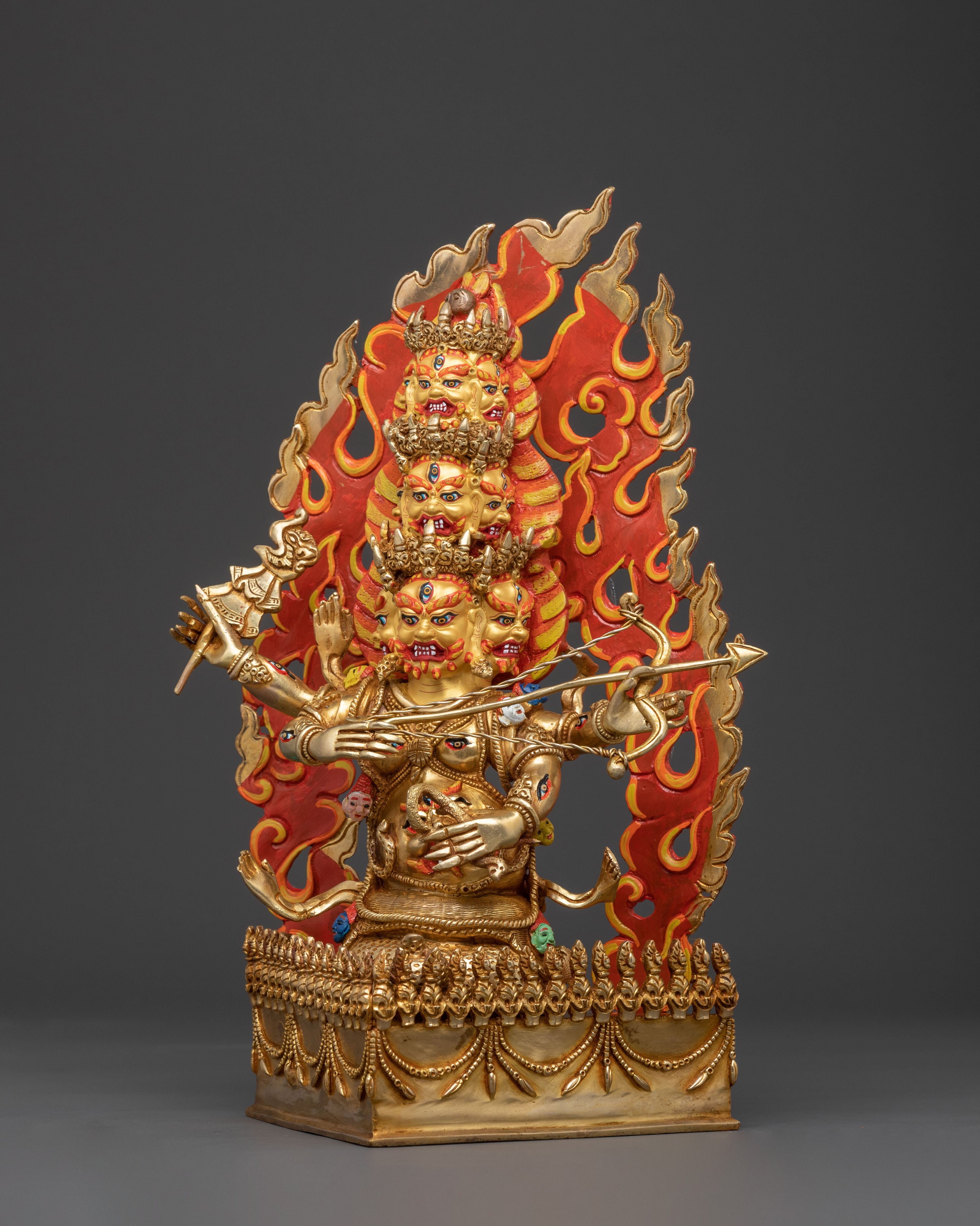 Rahula Wrathful Statue: Fierce Tantric Protector Deity