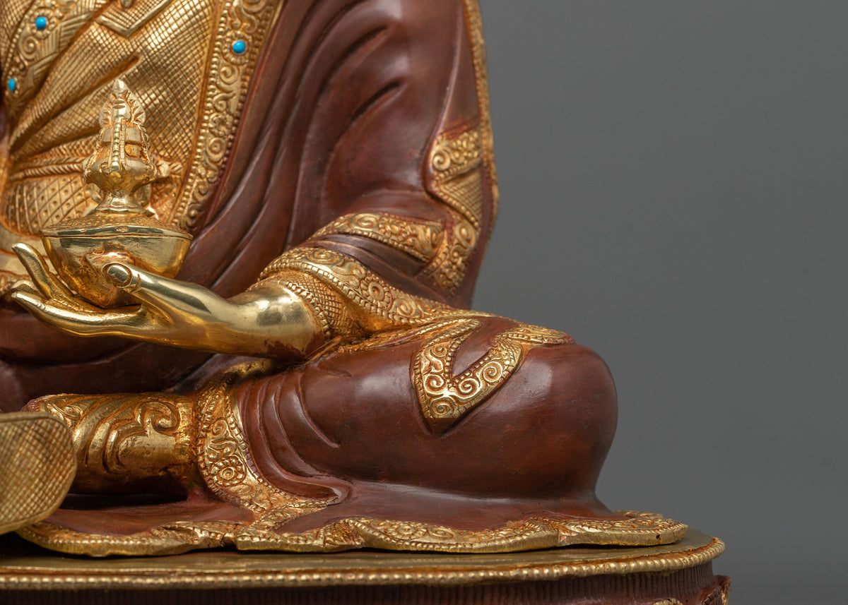 Guru Rinpoche 24K Gold-Coated Statue | Tibetan Guru Figurine