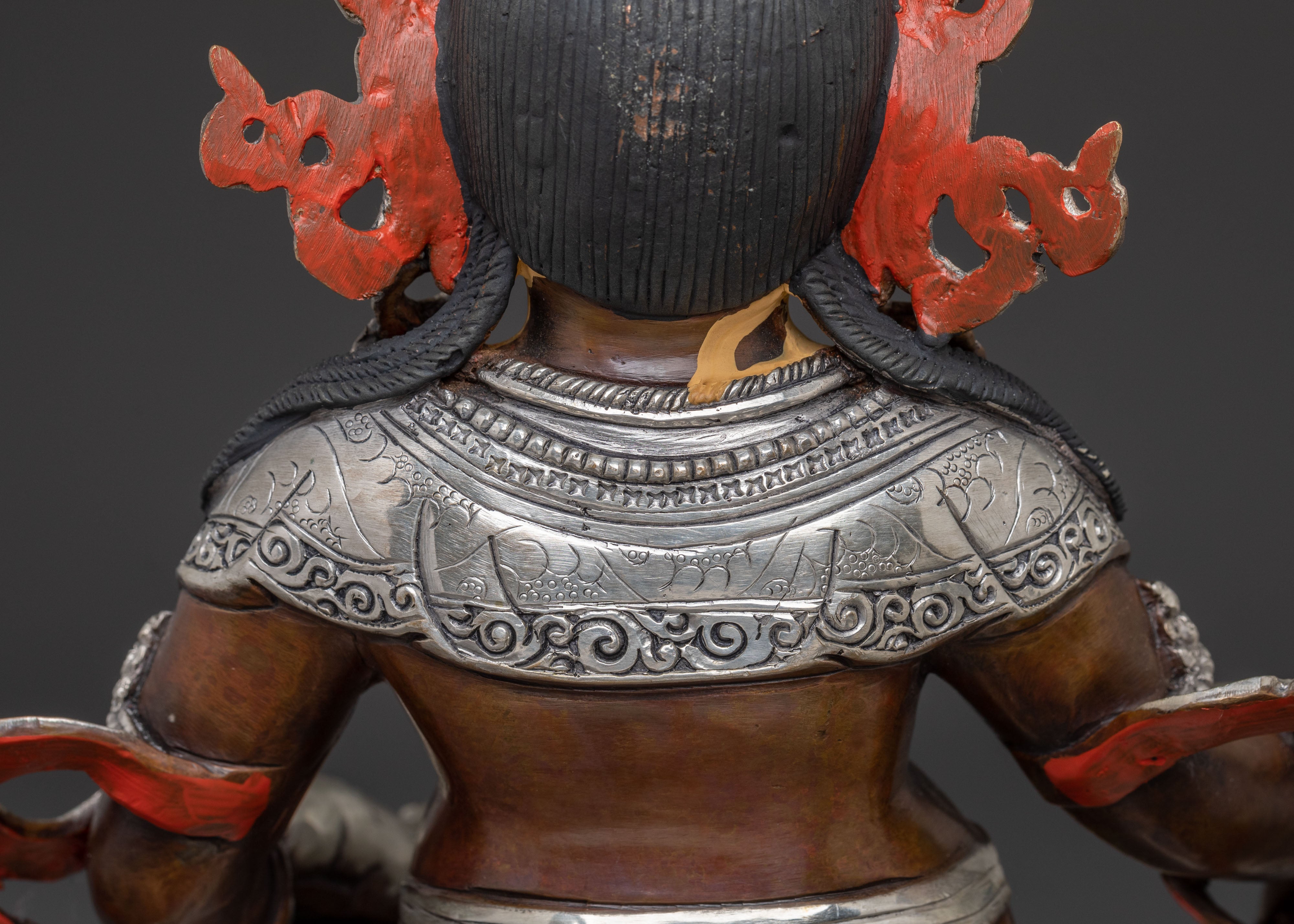 Dzambhala Copper Handcrafted Statue with Silver Accents