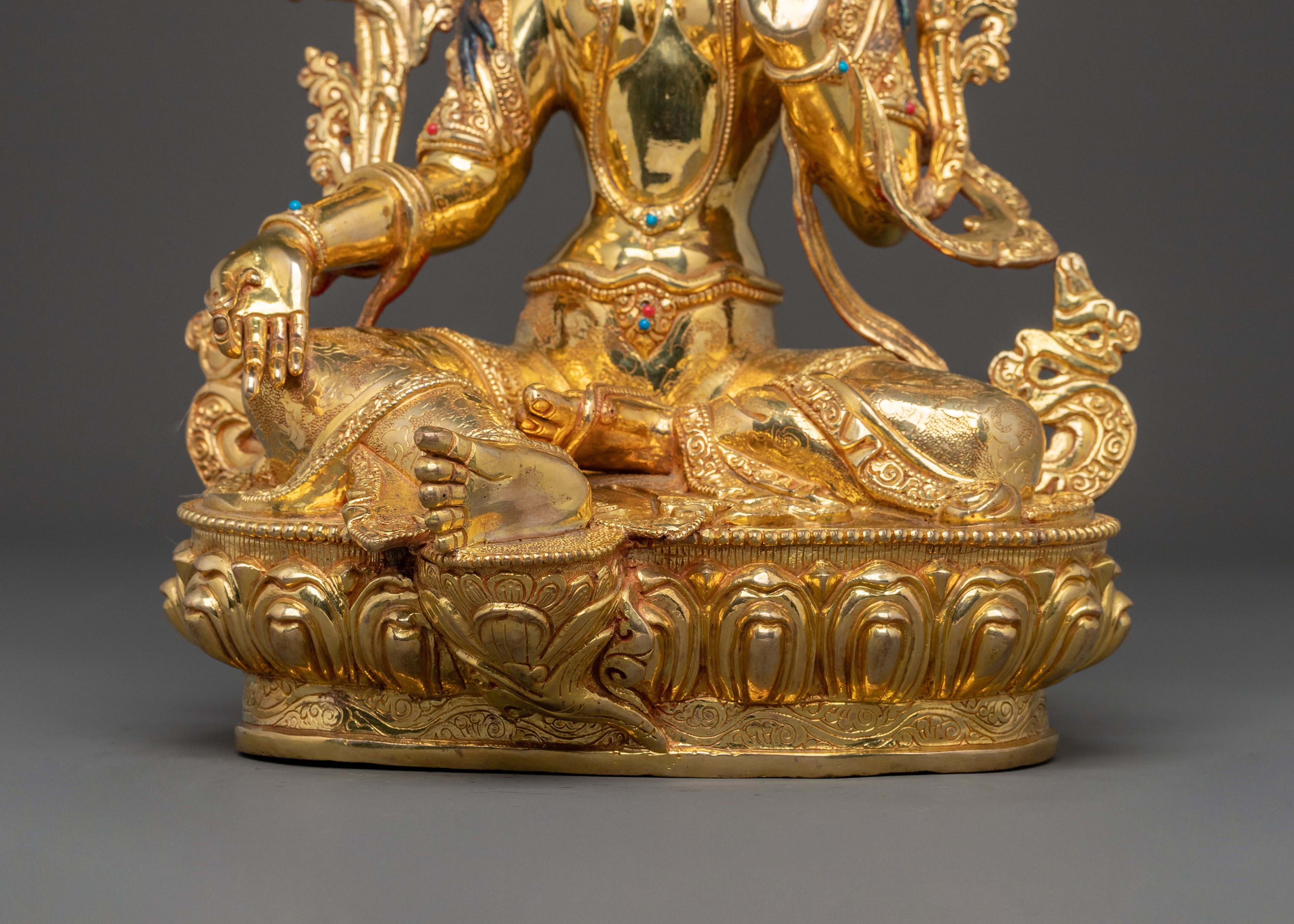 Green Tara Handcrafted Traditional Statue | Buddhist Decor