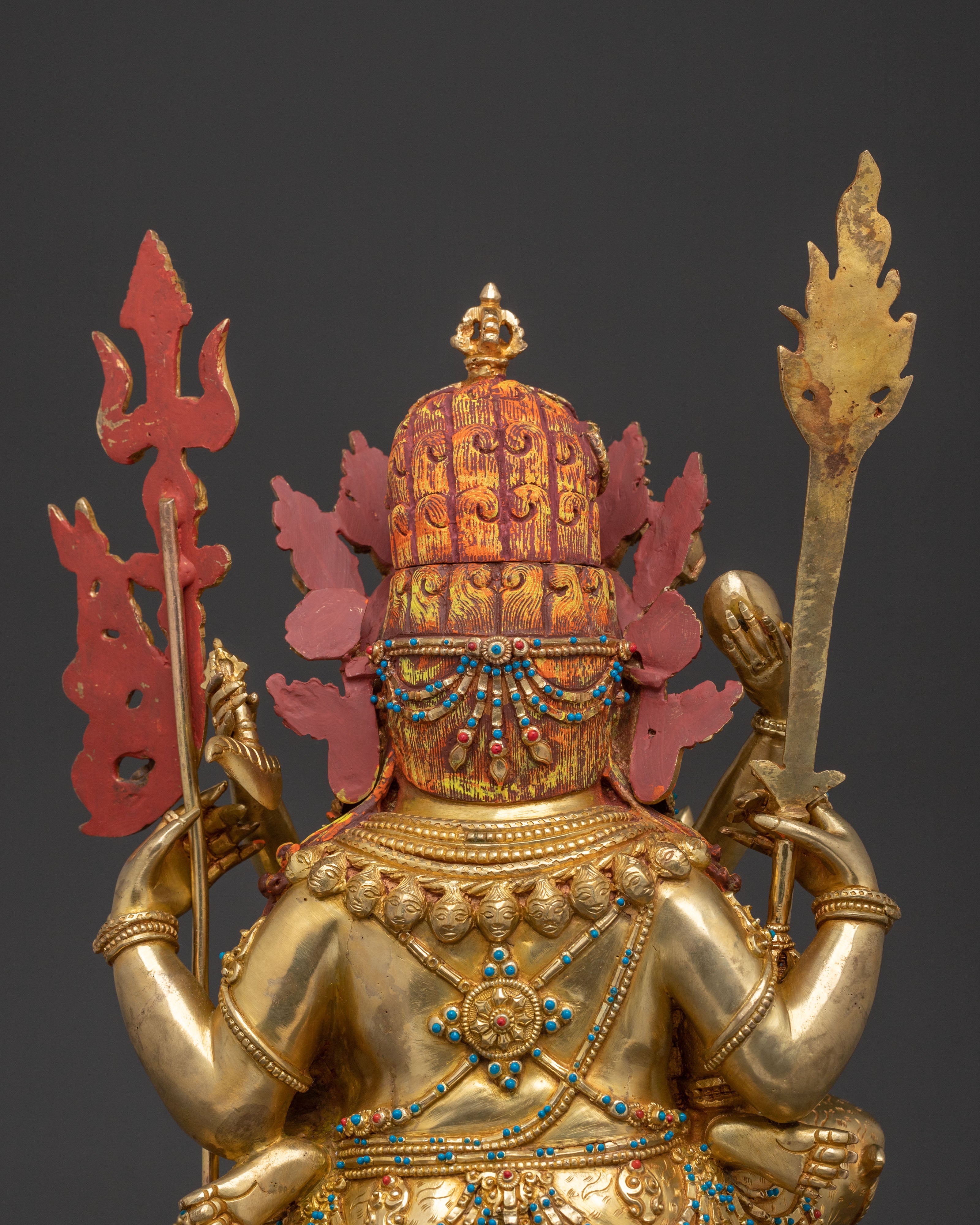 Chaturbhuja Mahakala Statue with Consort | Sacred Figurine