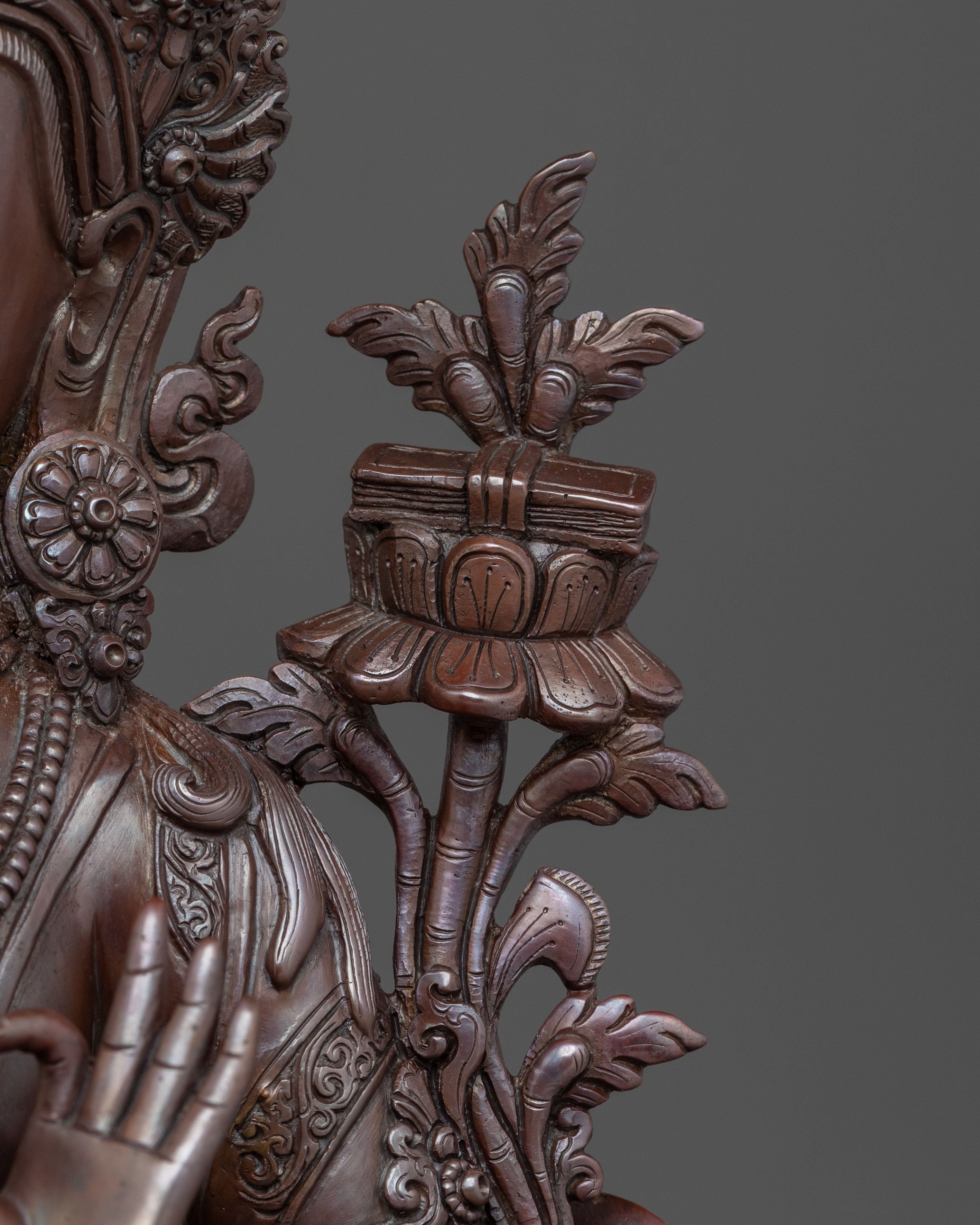 Oxidized Copper Manjushri Buddhist Statue