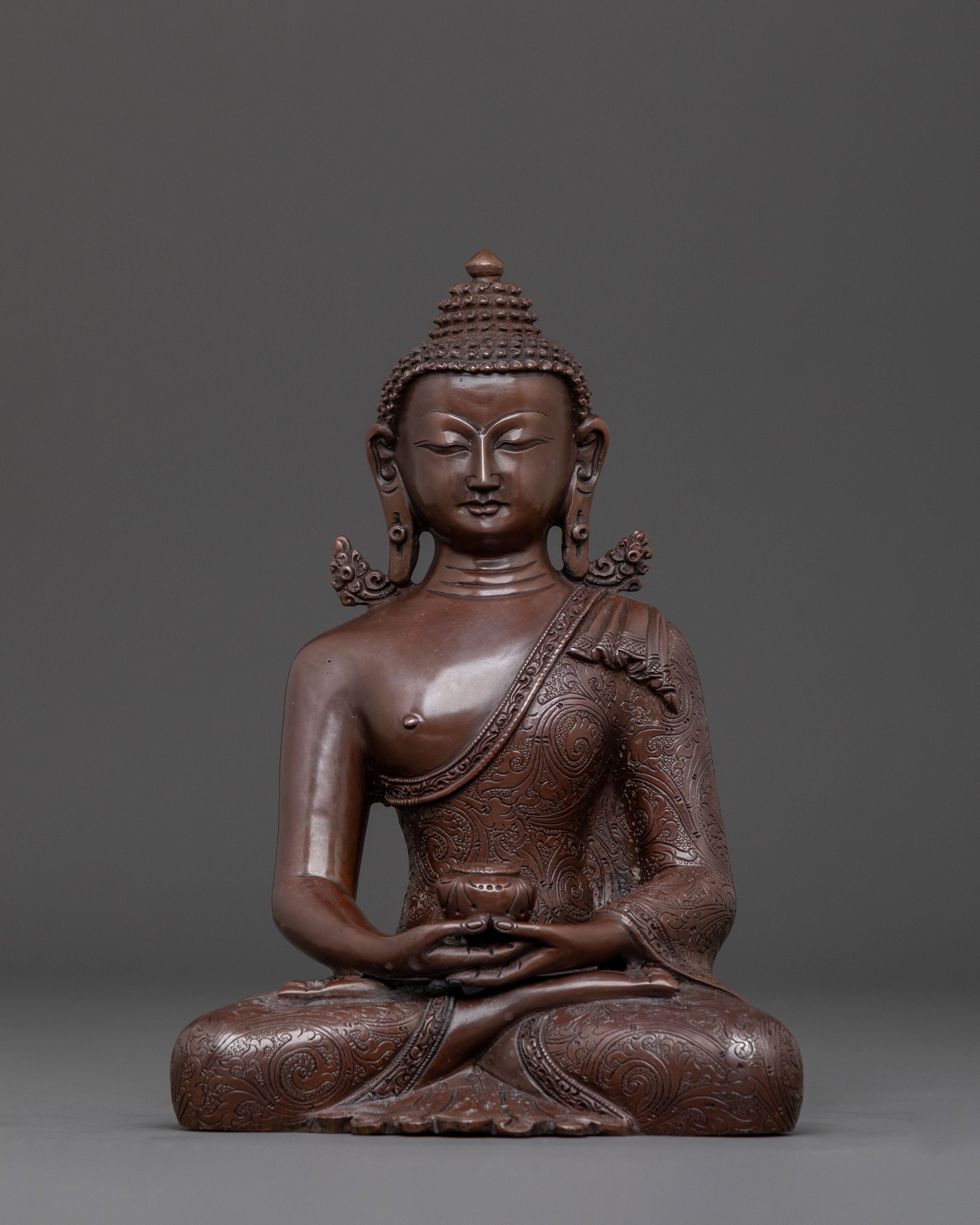 Sacred Amitabha Buddha Pure Land Statue – Oxidized Copper Artistry