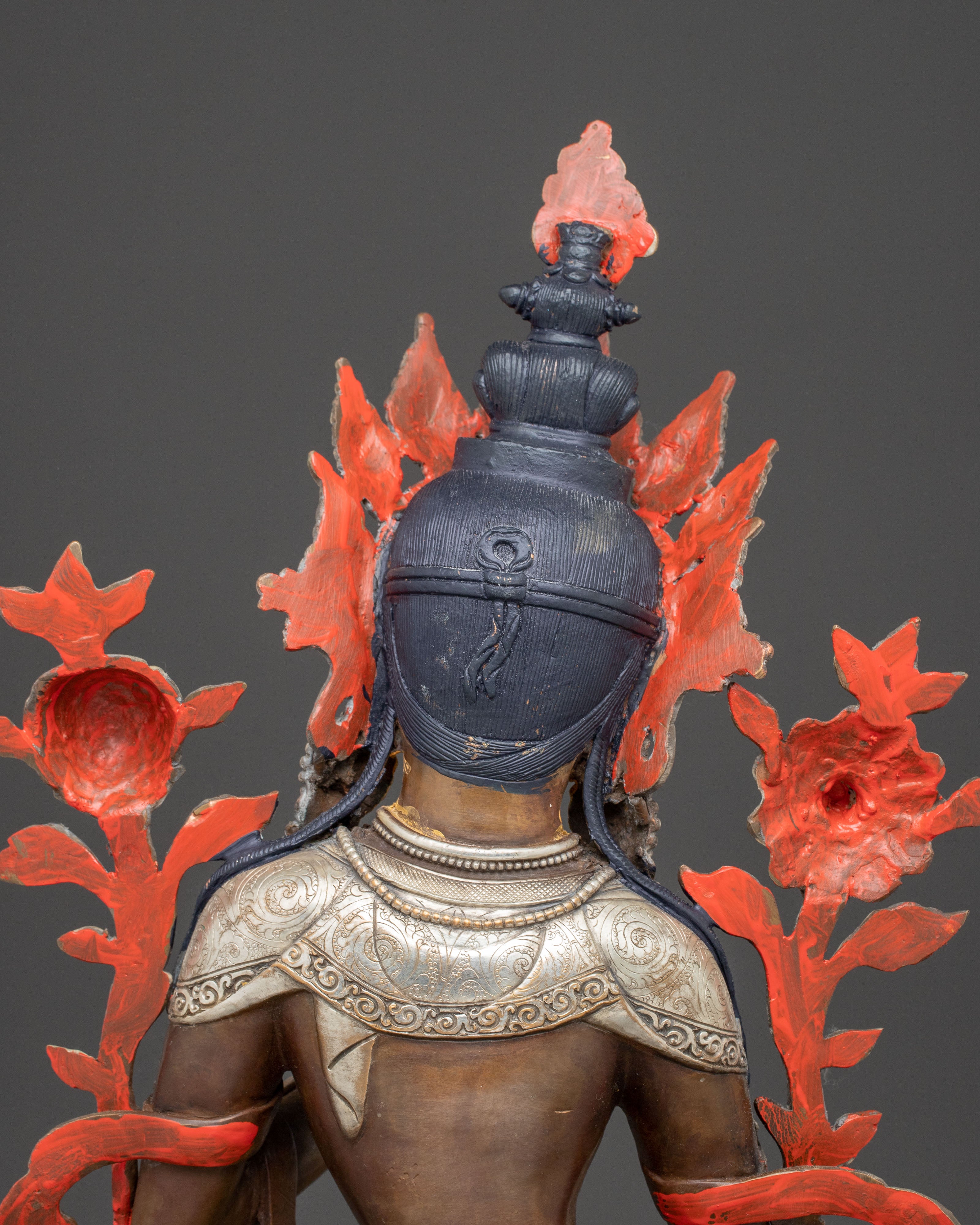 Silver-Plated Shyama Tara Copper Statue | Radiant Compassion