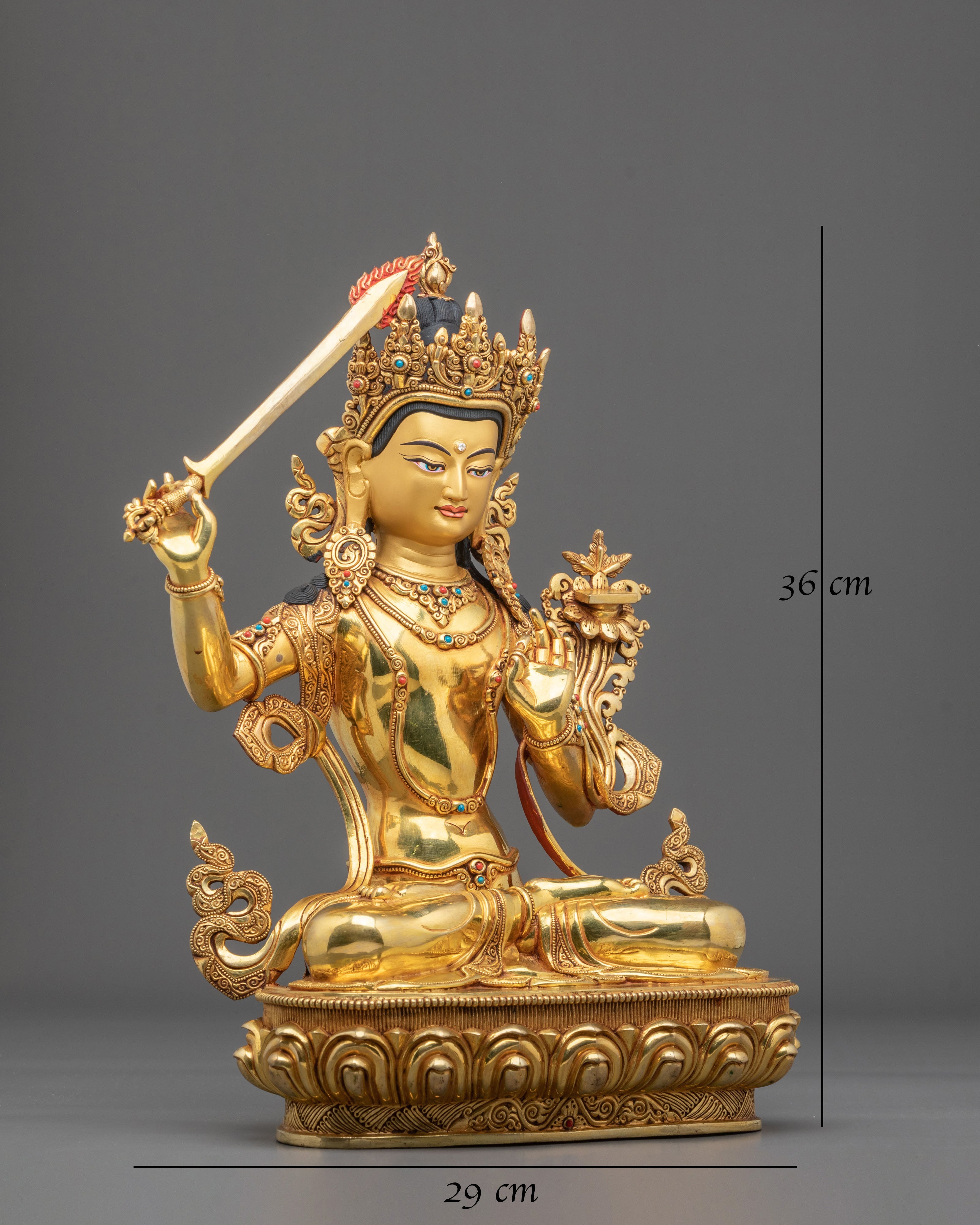 Manjushri Statue | Tibetan Bodhisattva Sacred Figurine