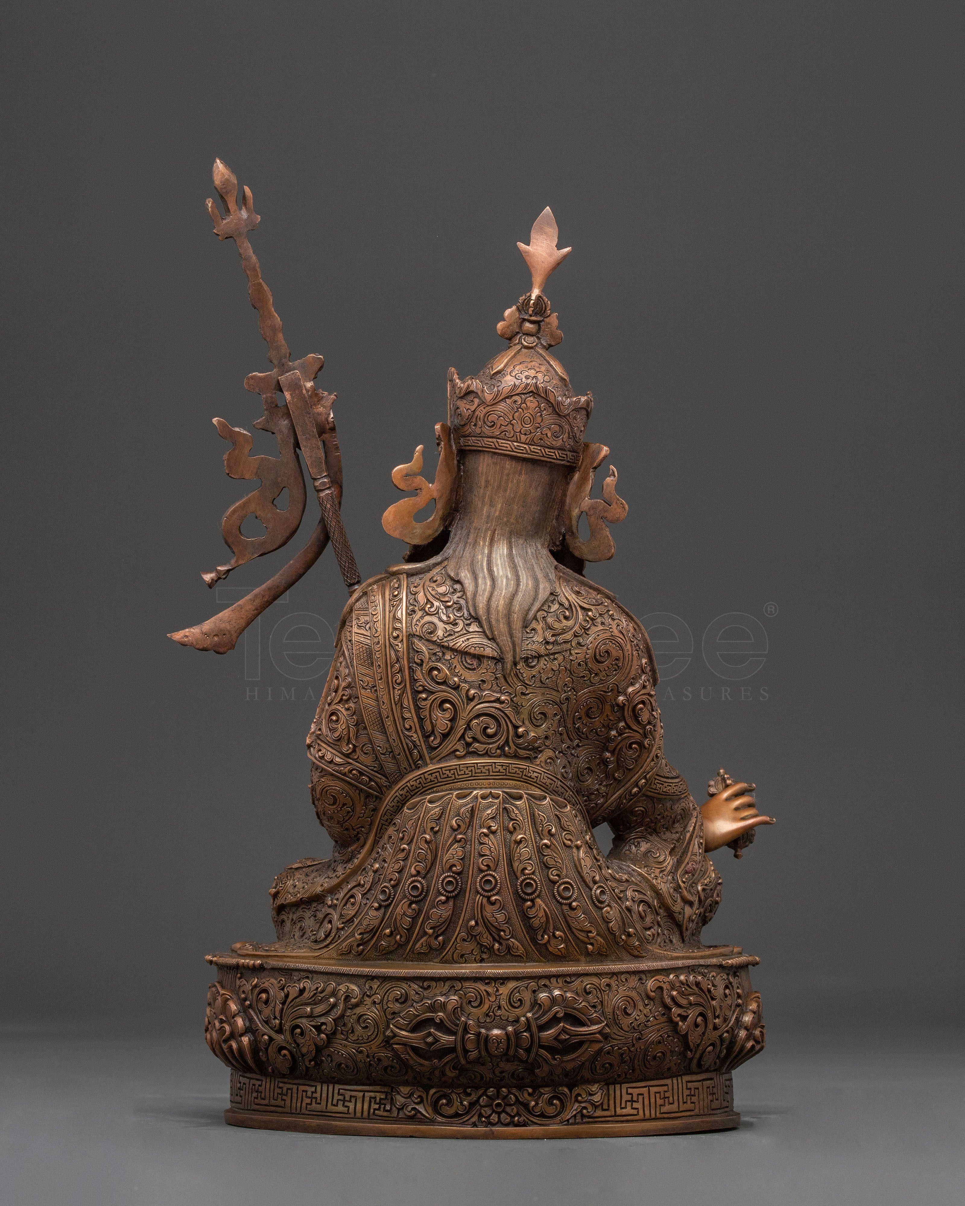 Padmasambhava Lotus Master Statue: Oxidized Copper Serenity