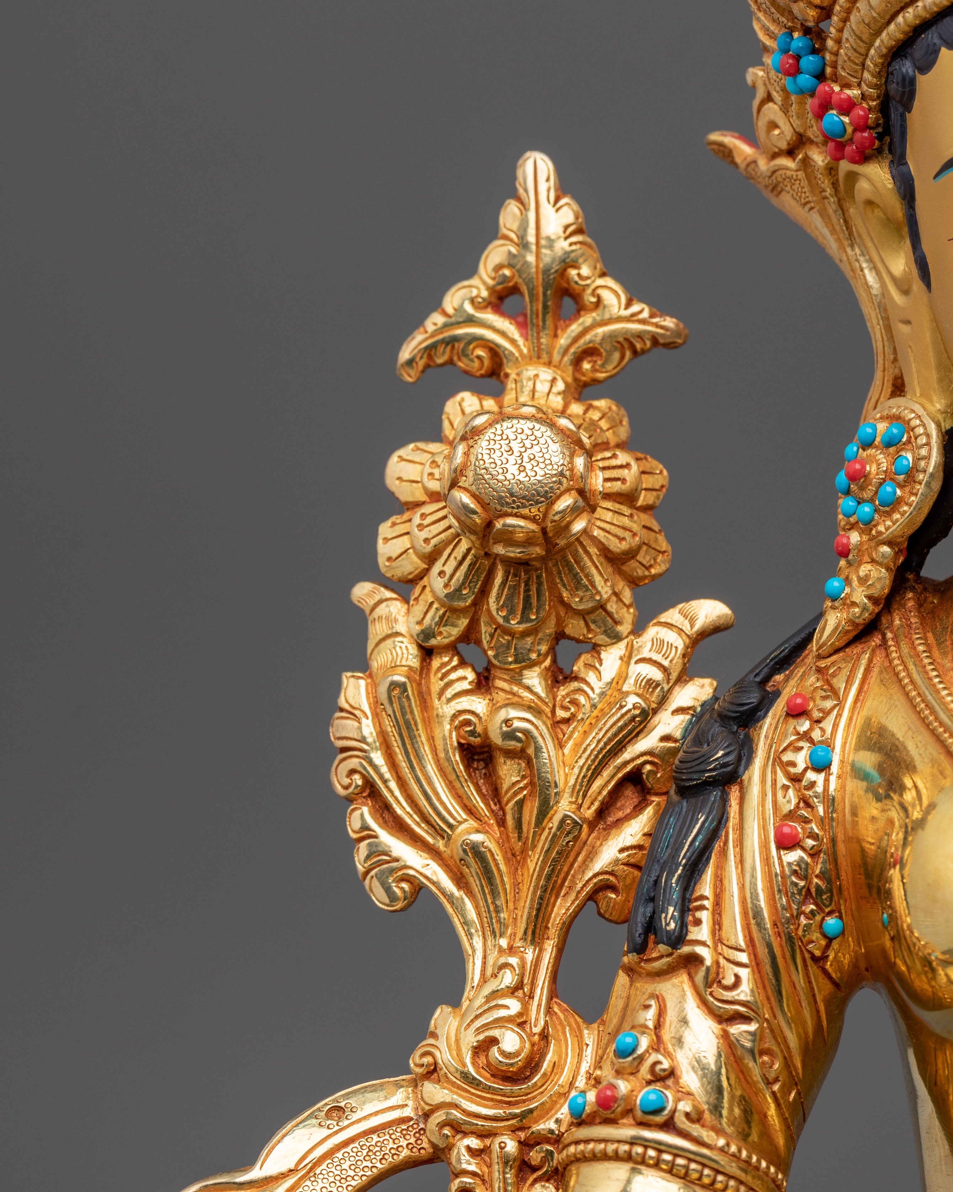 White Tara Statue | Serene 24K Gold Gilded Tibetan Figurine
