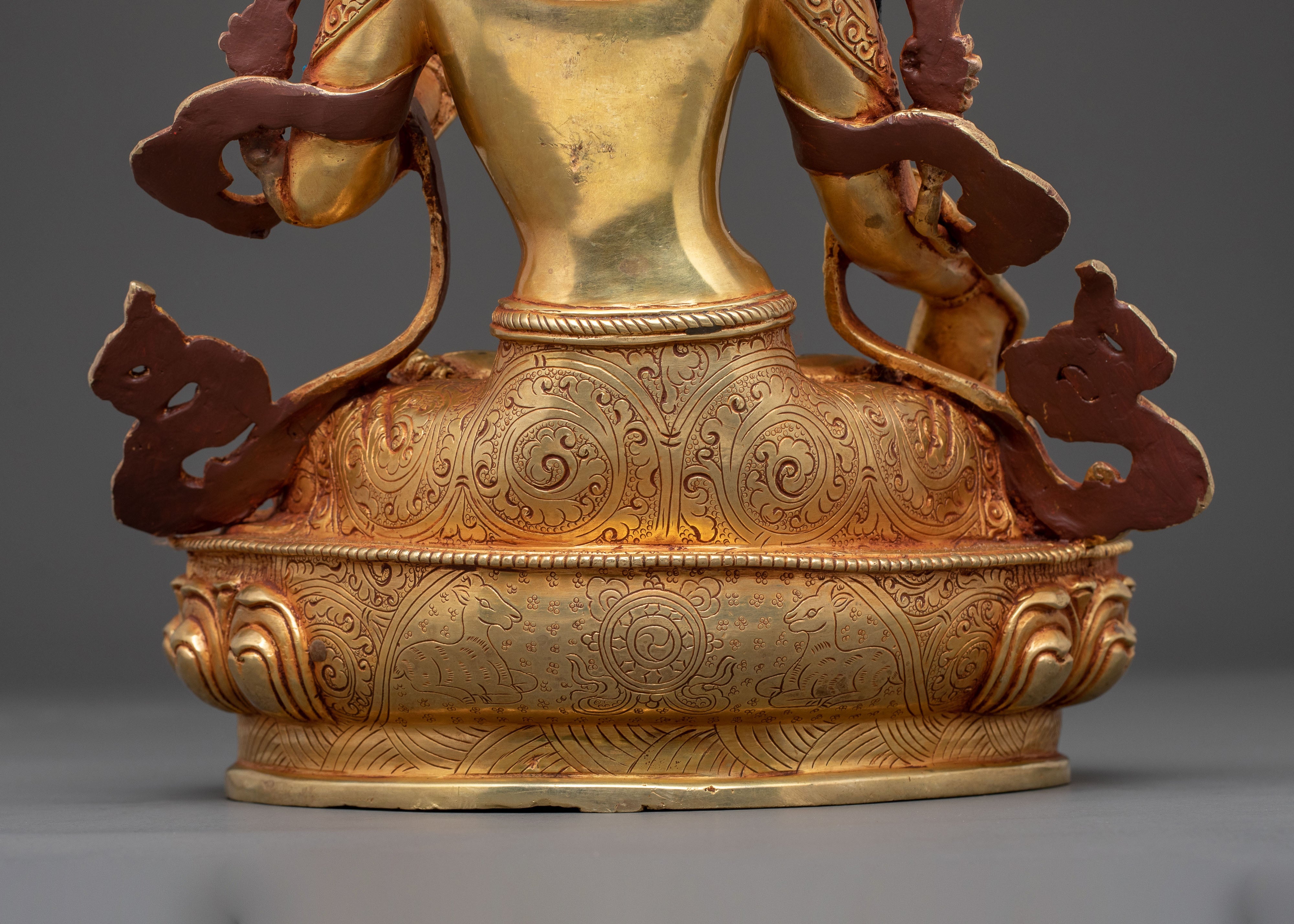 White Tara Statue Guardian of Wellness: Hand-Gilded Copper