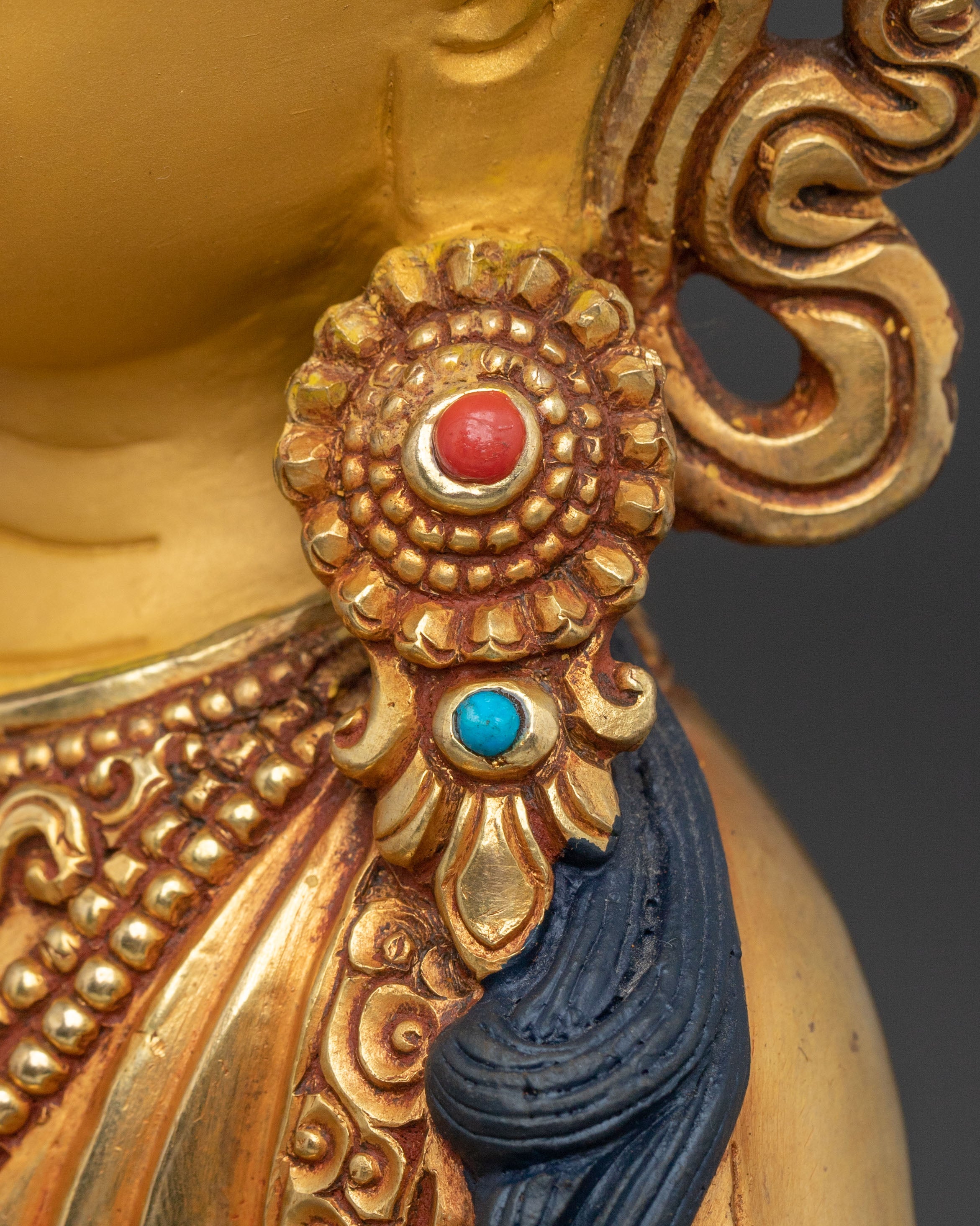 Sacred Vajrasattva Buddhist Sculpture: 24K Gold Gilded