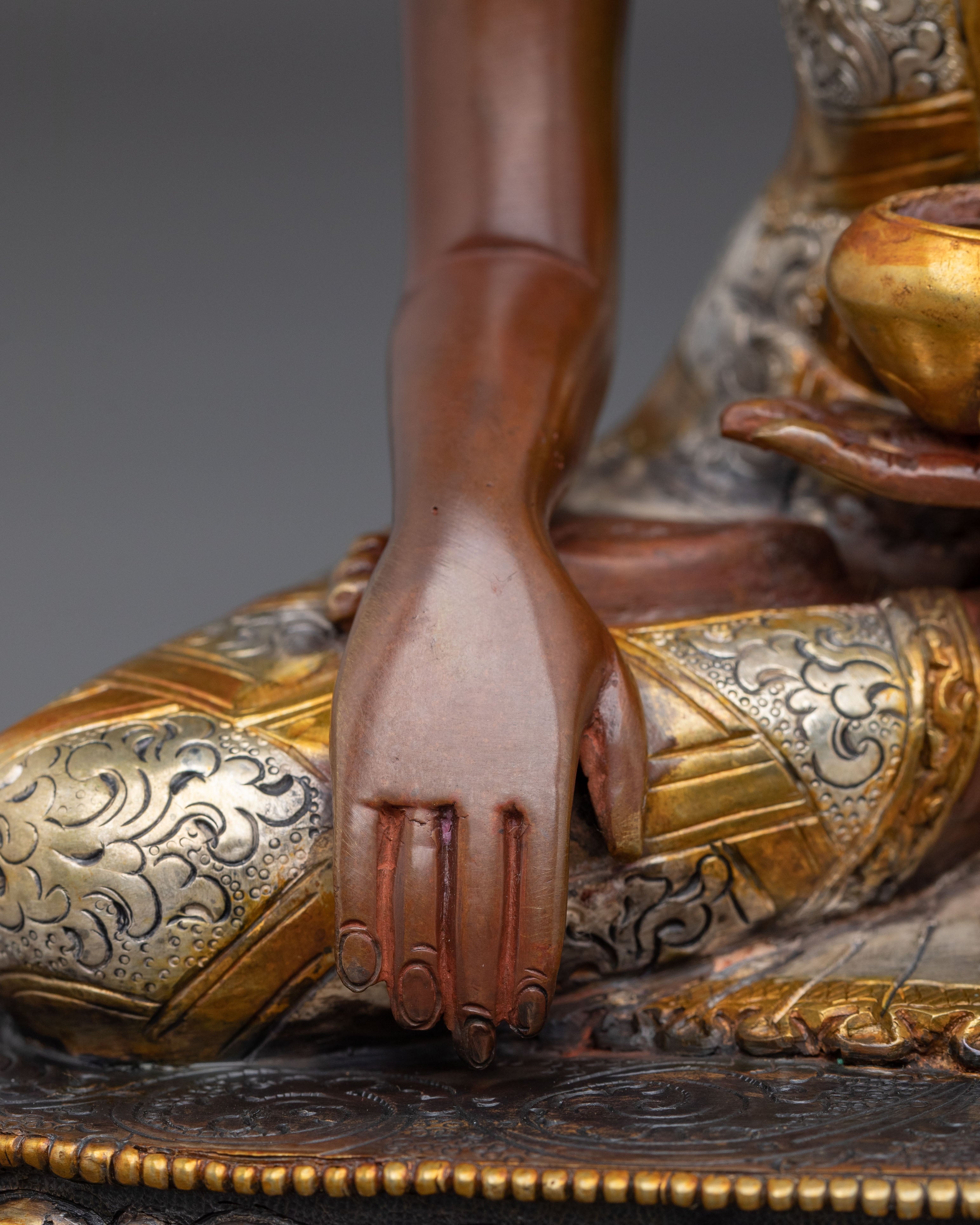 Siddhartha Gautama Statue wearing Crown | Gold Coated Figurine