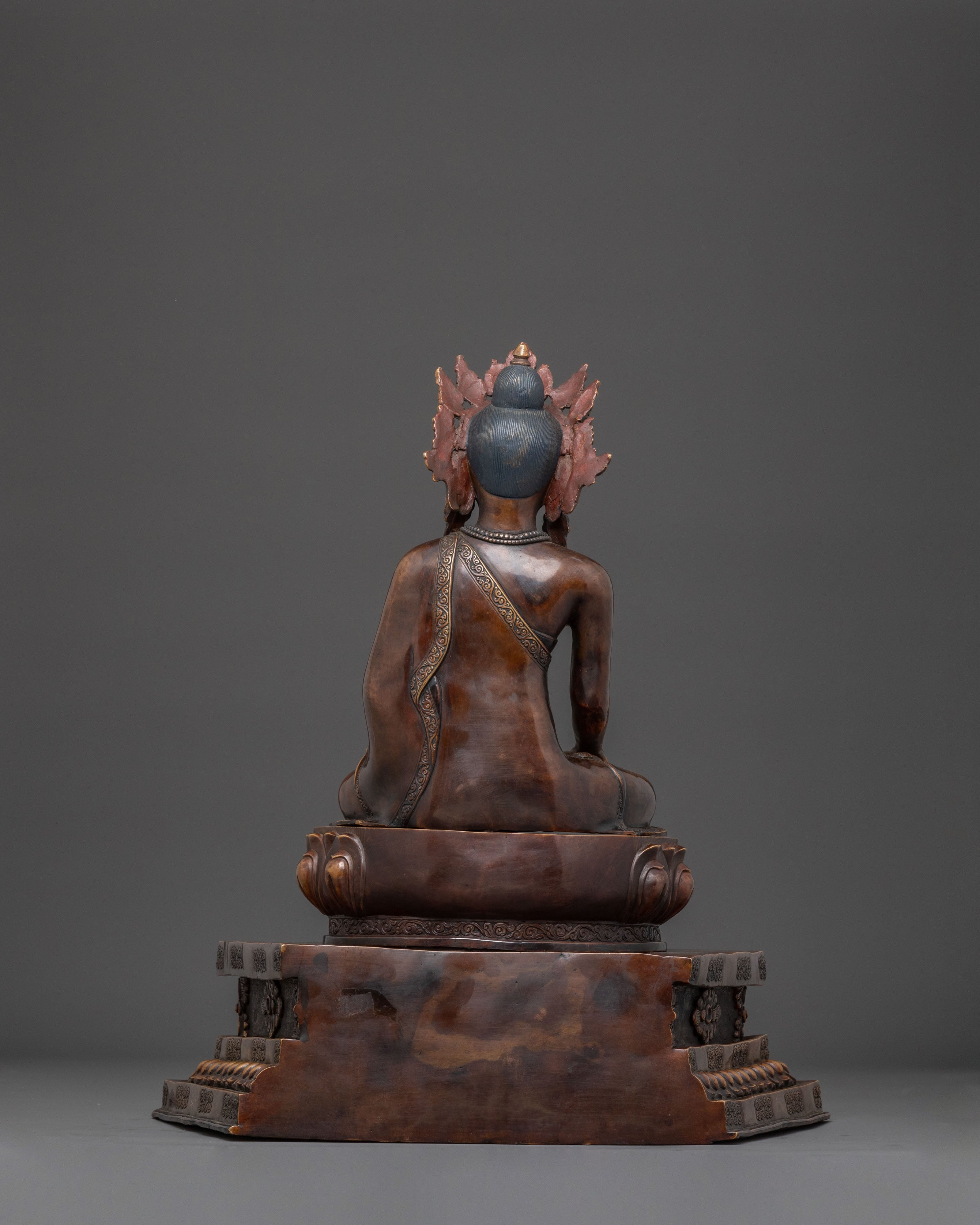 Crown Shakyamuni Buddha Statue on Throne for Rituals