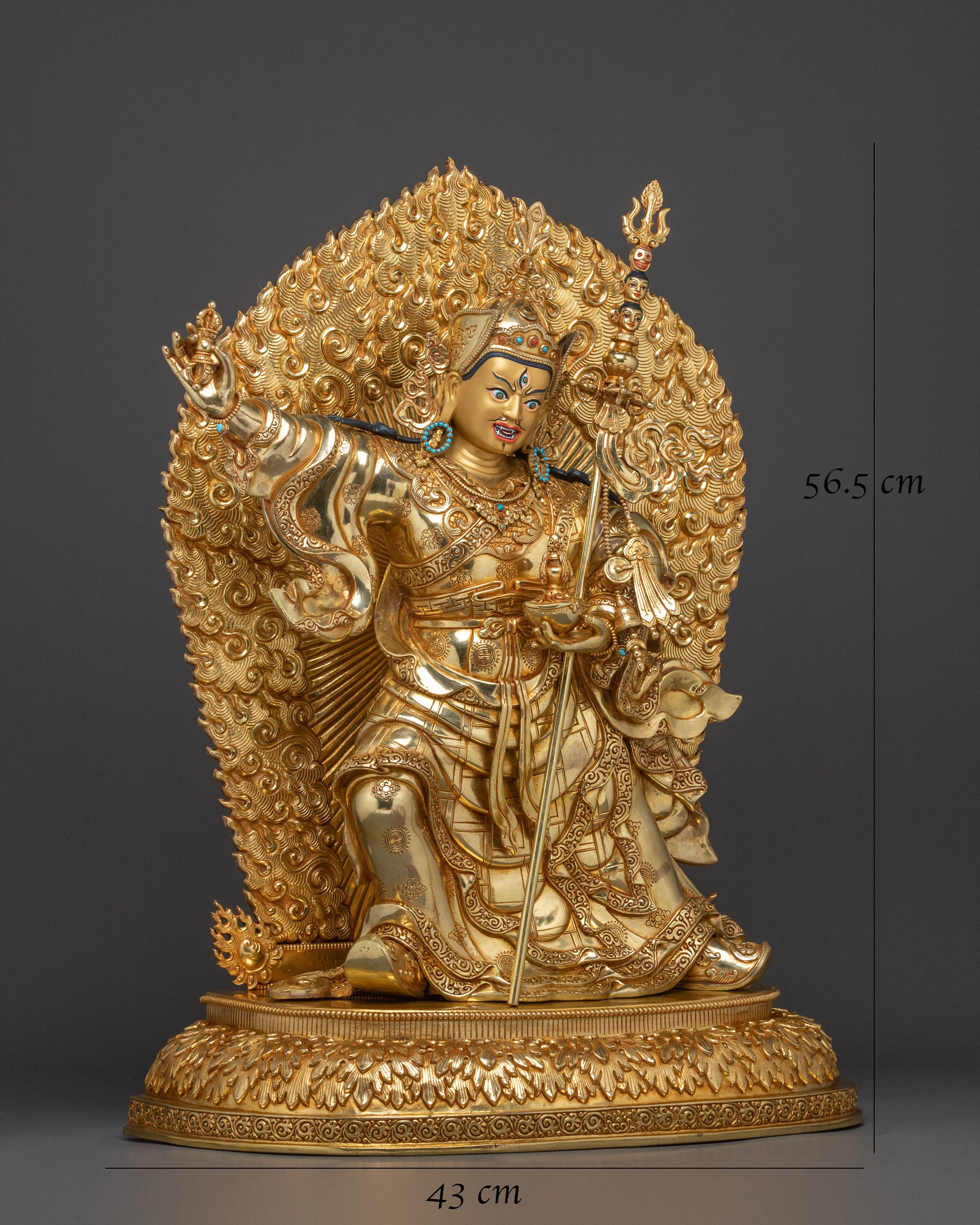 Standing Guru Rinpoche Sacred Sculpture | 24K Gold Gilded