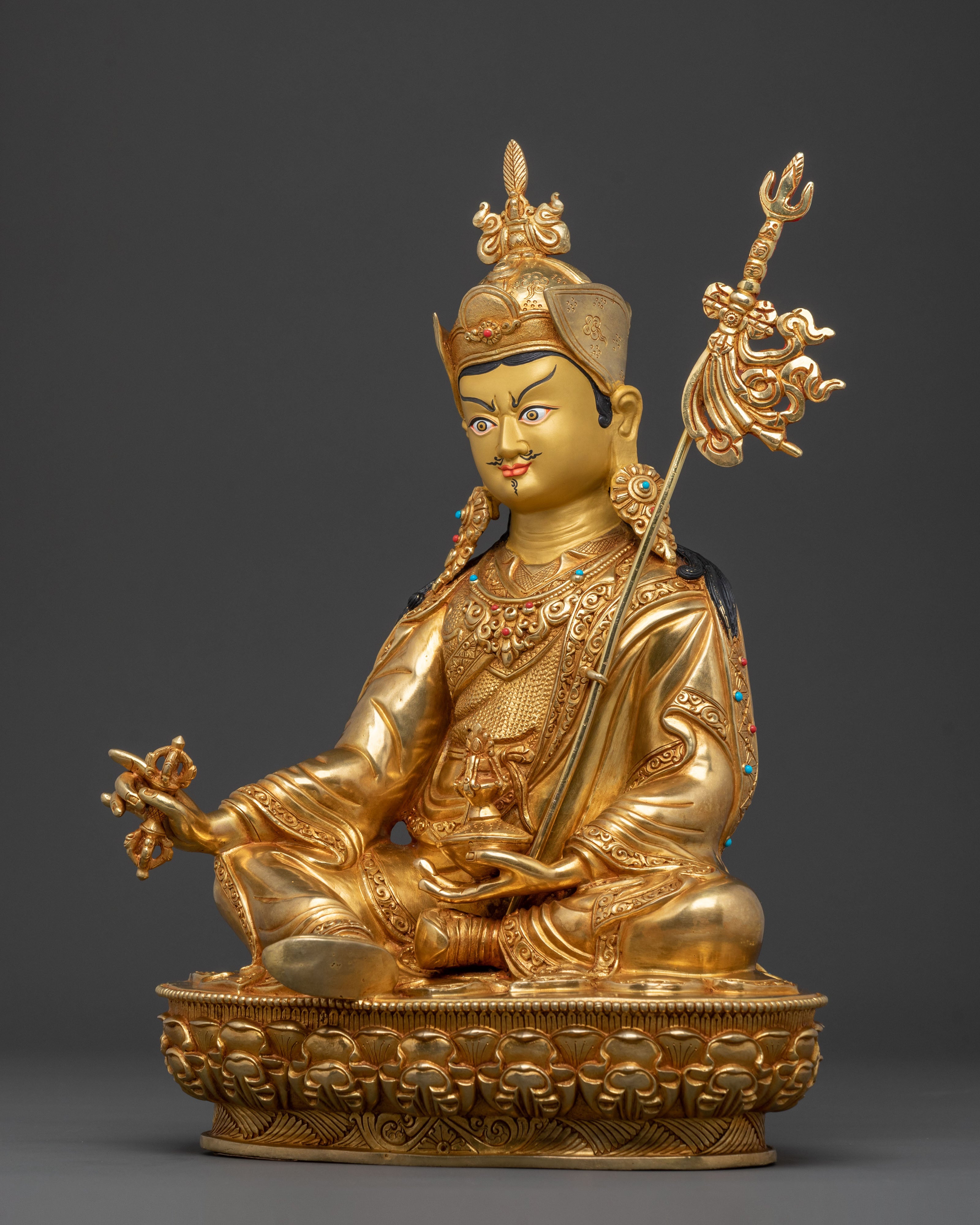 Guru Rinpoche Buddhist Teacher Statue | Tibetan Altar Decor