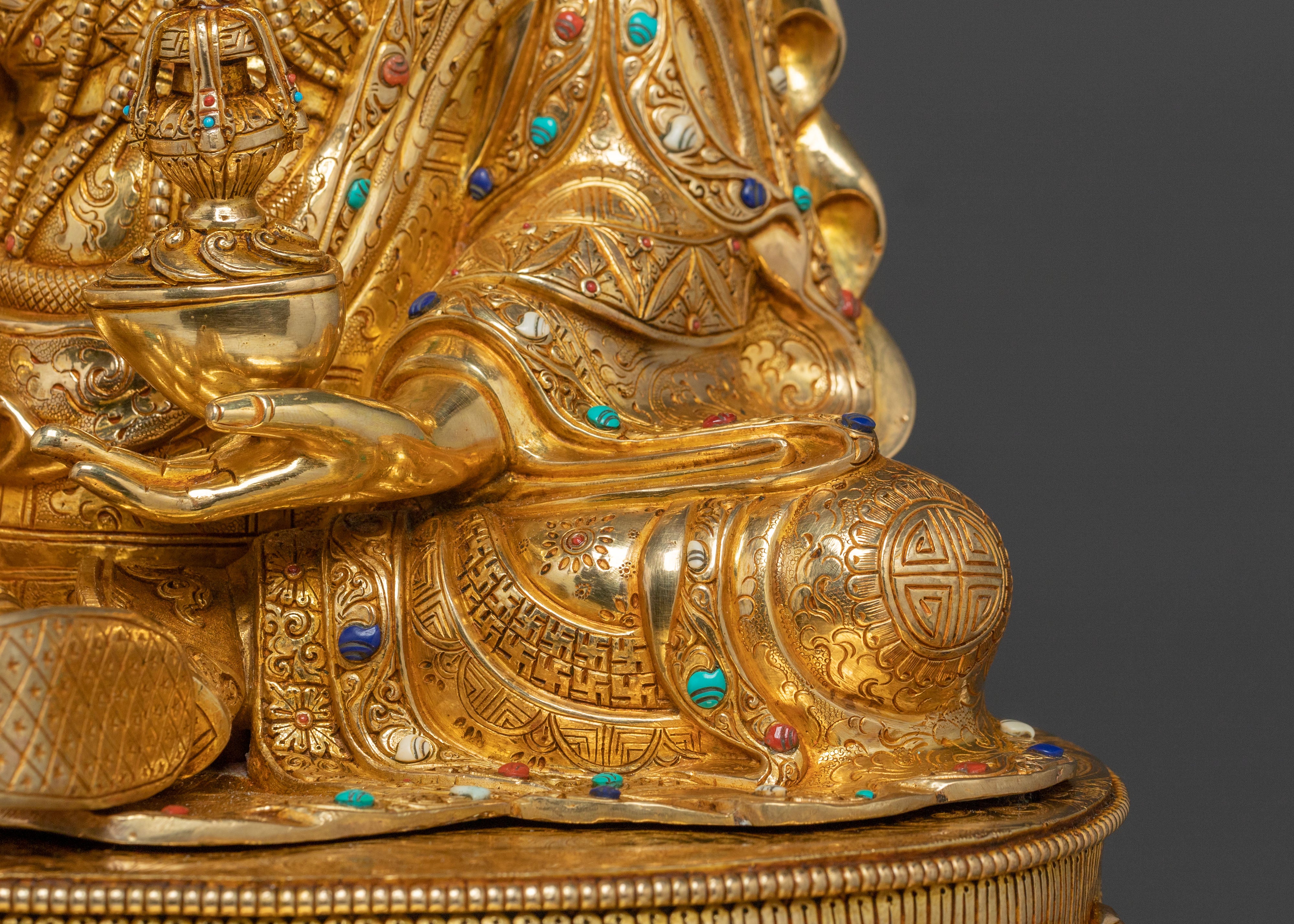 Guru Rinpoche Statue on Throne | Buddhist Master