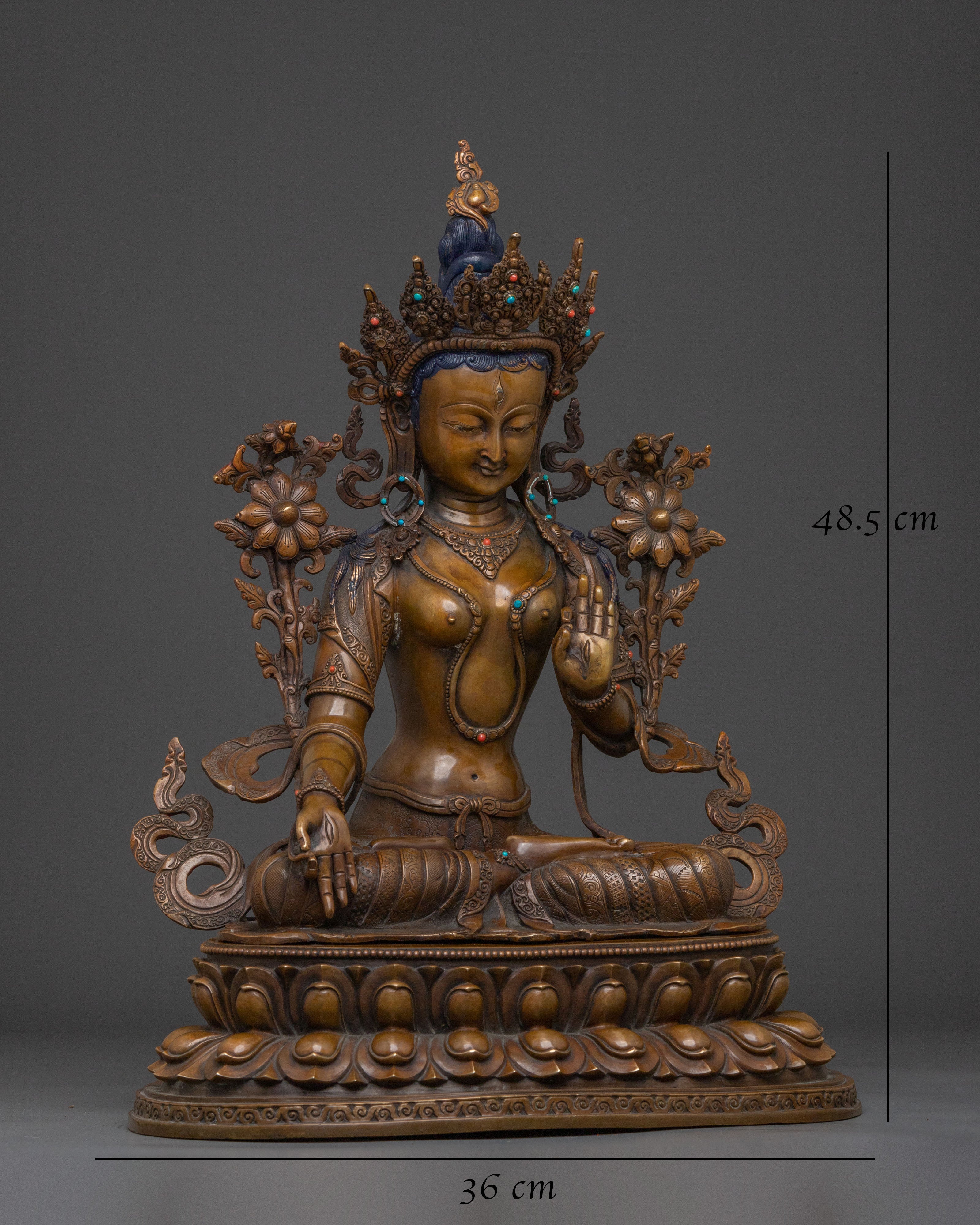 Guardian White Tara Spiritual Statue | Oxidized Copper Art