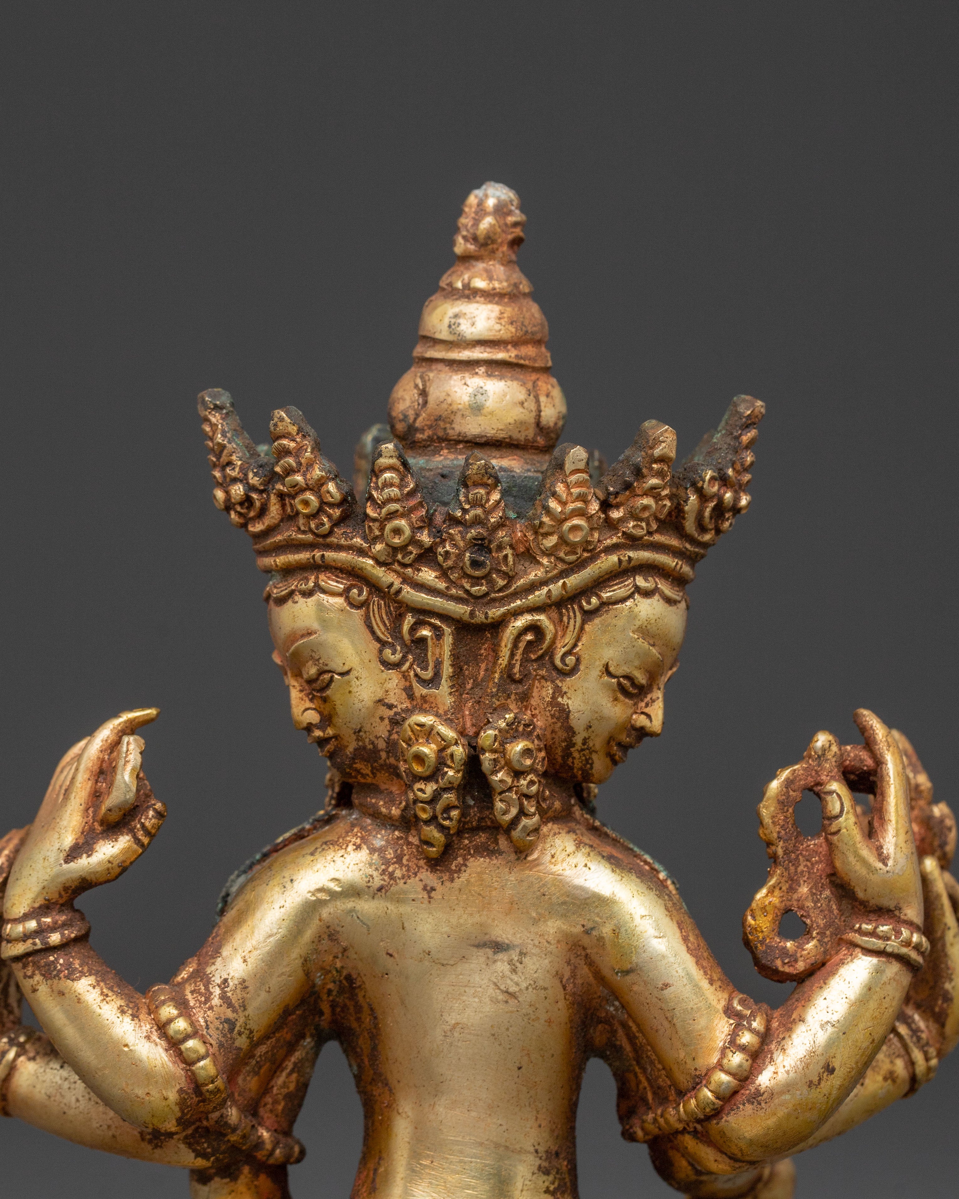 Vasudhara Statue: Antique Brass and Copper Elegance