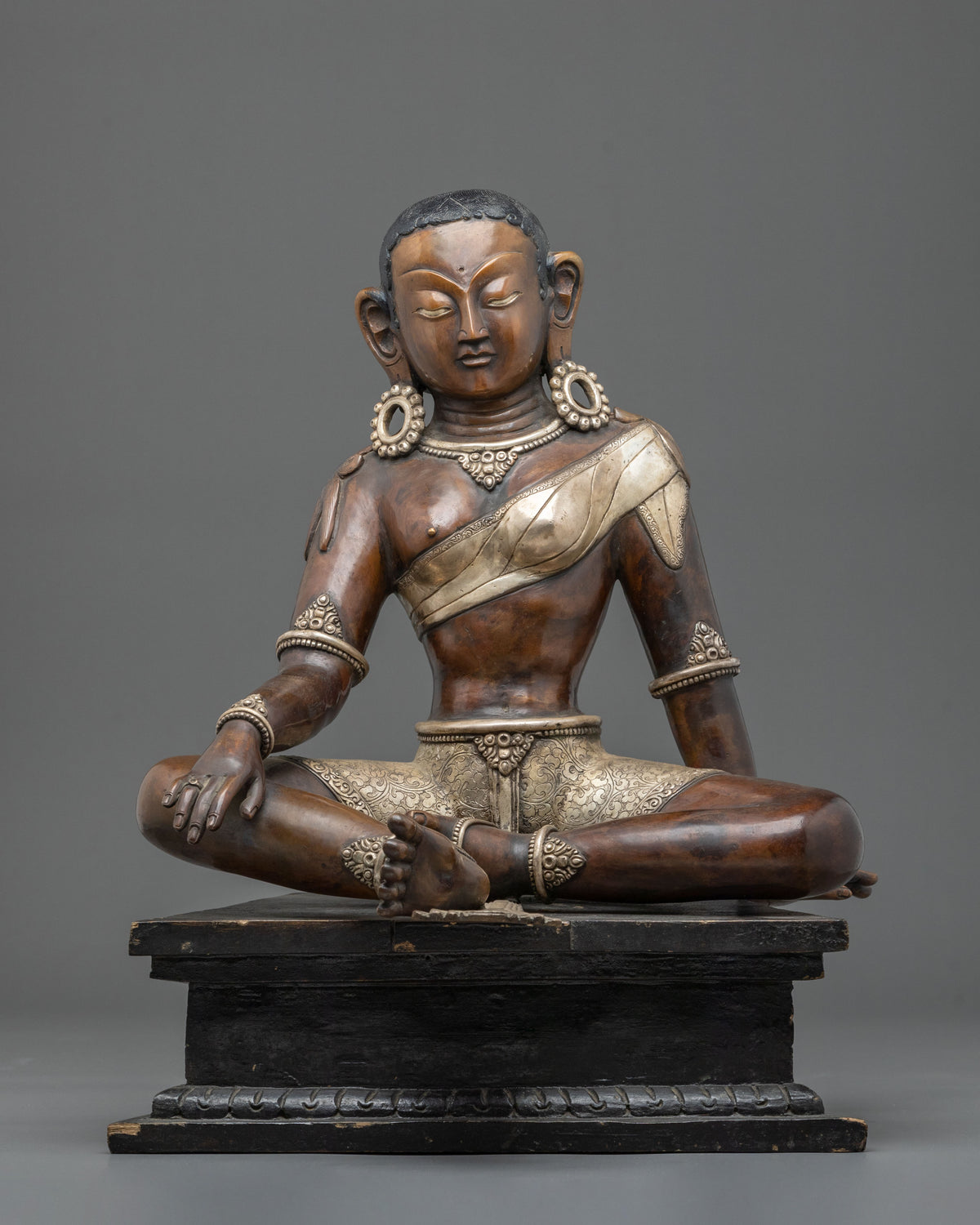 Parbati Devi Statue: Oxidized Copper & Silver Plated