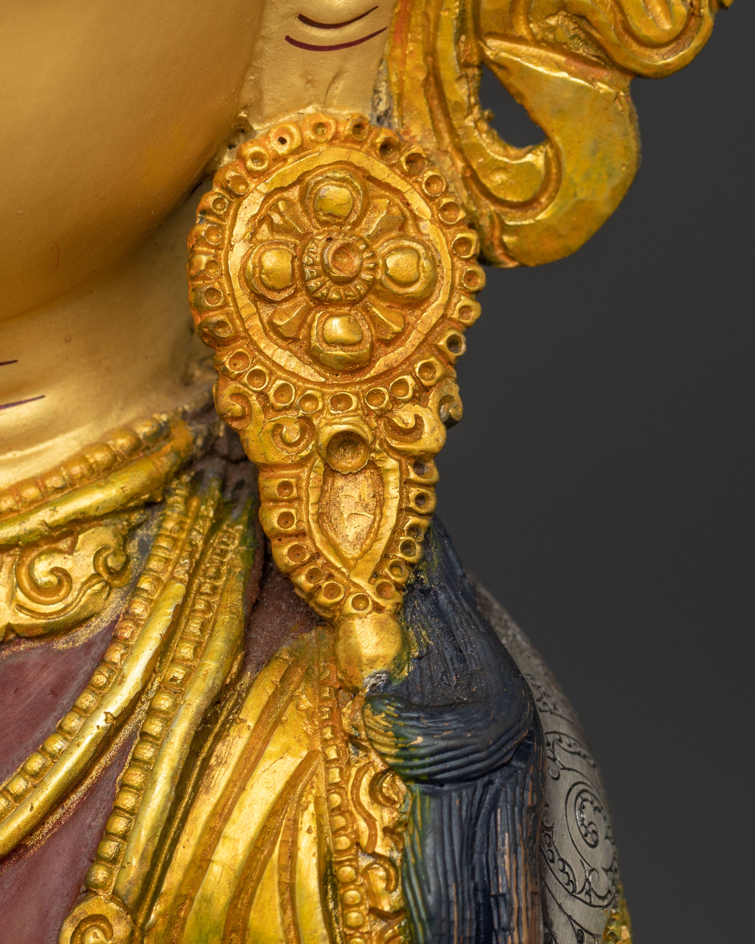 Amitayus Handcrafted Statue — Serene Gilded Copper