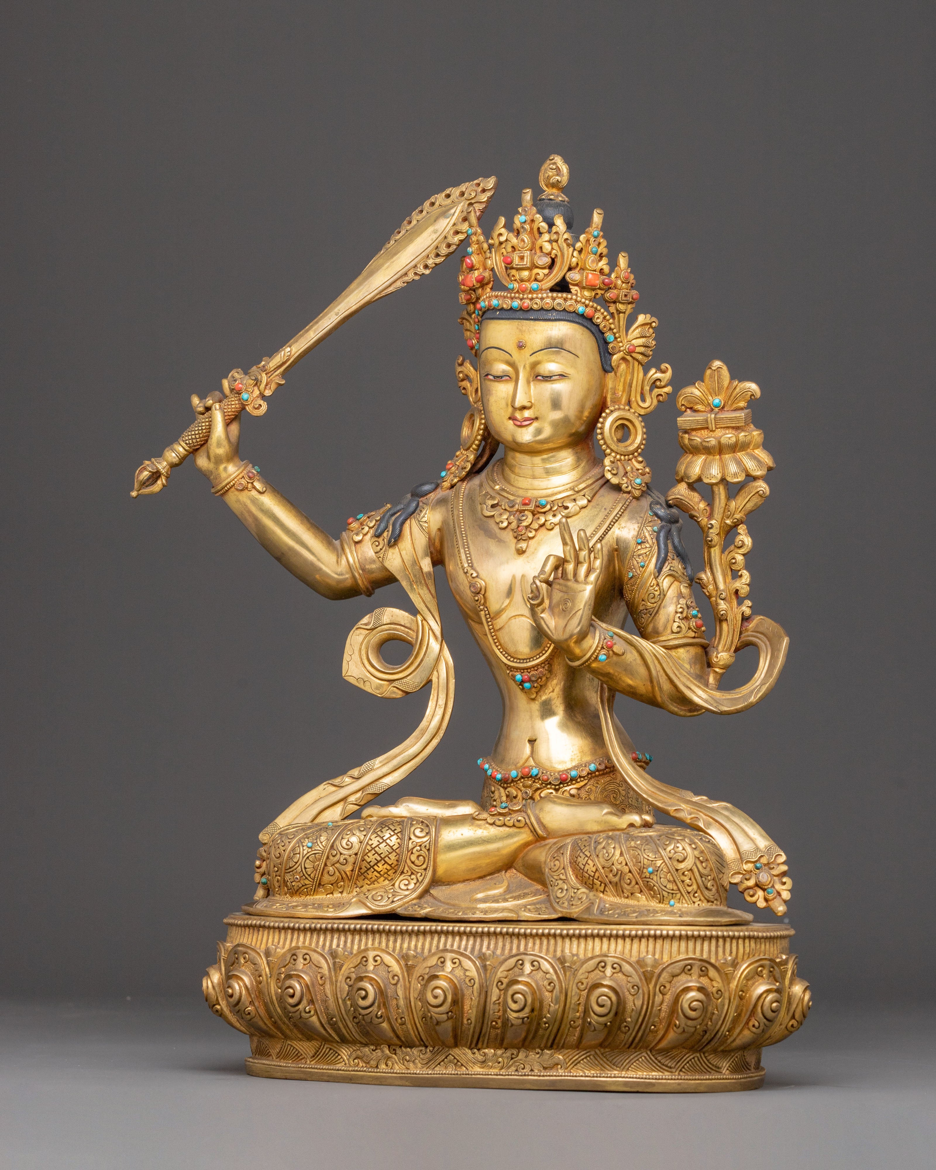 Manjushri Bodhisattva Handcrafted Statue | Traditional Himalayan Art