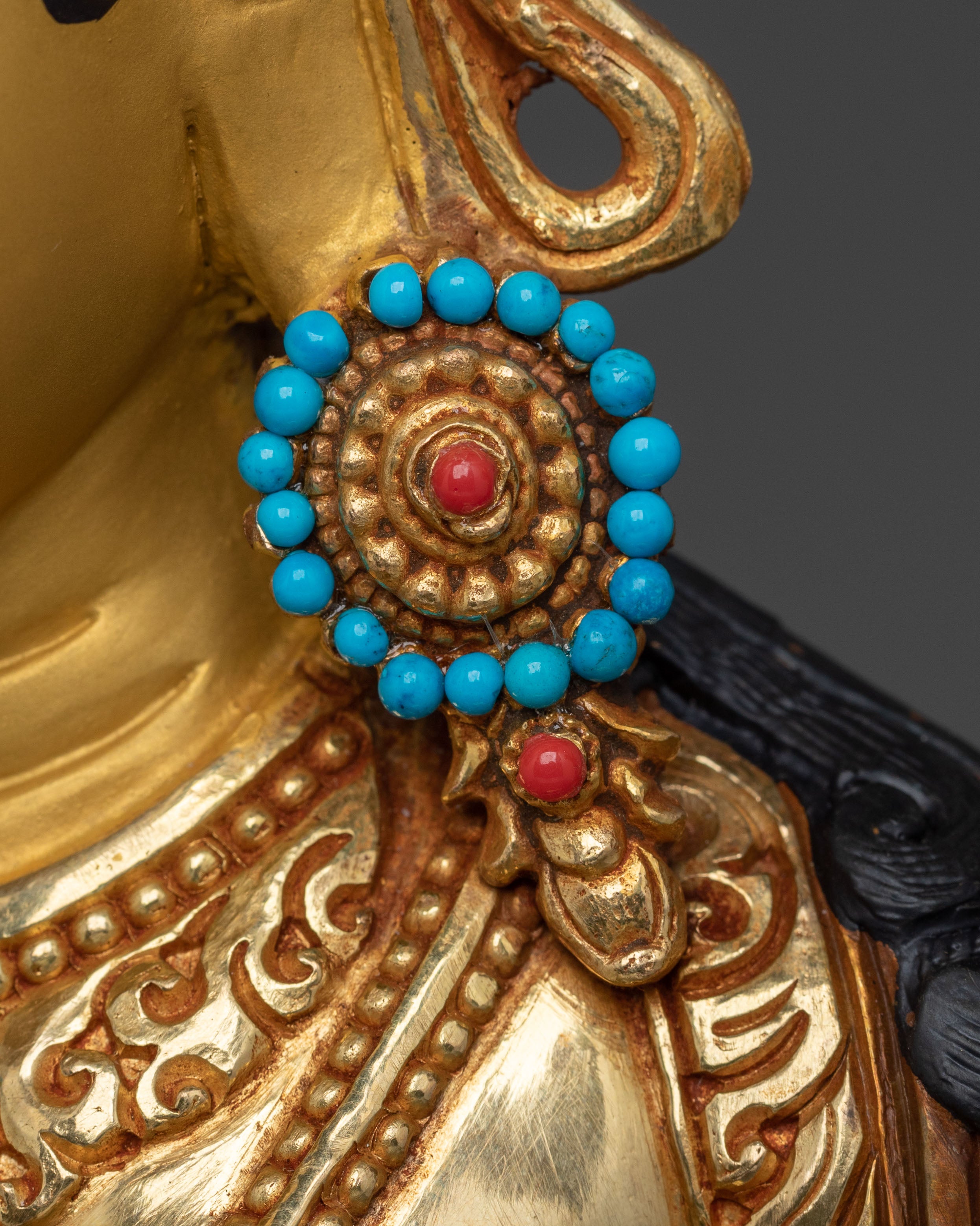 Green Tara Fire Gold Gilded Sculpture | Goddess of Compassion