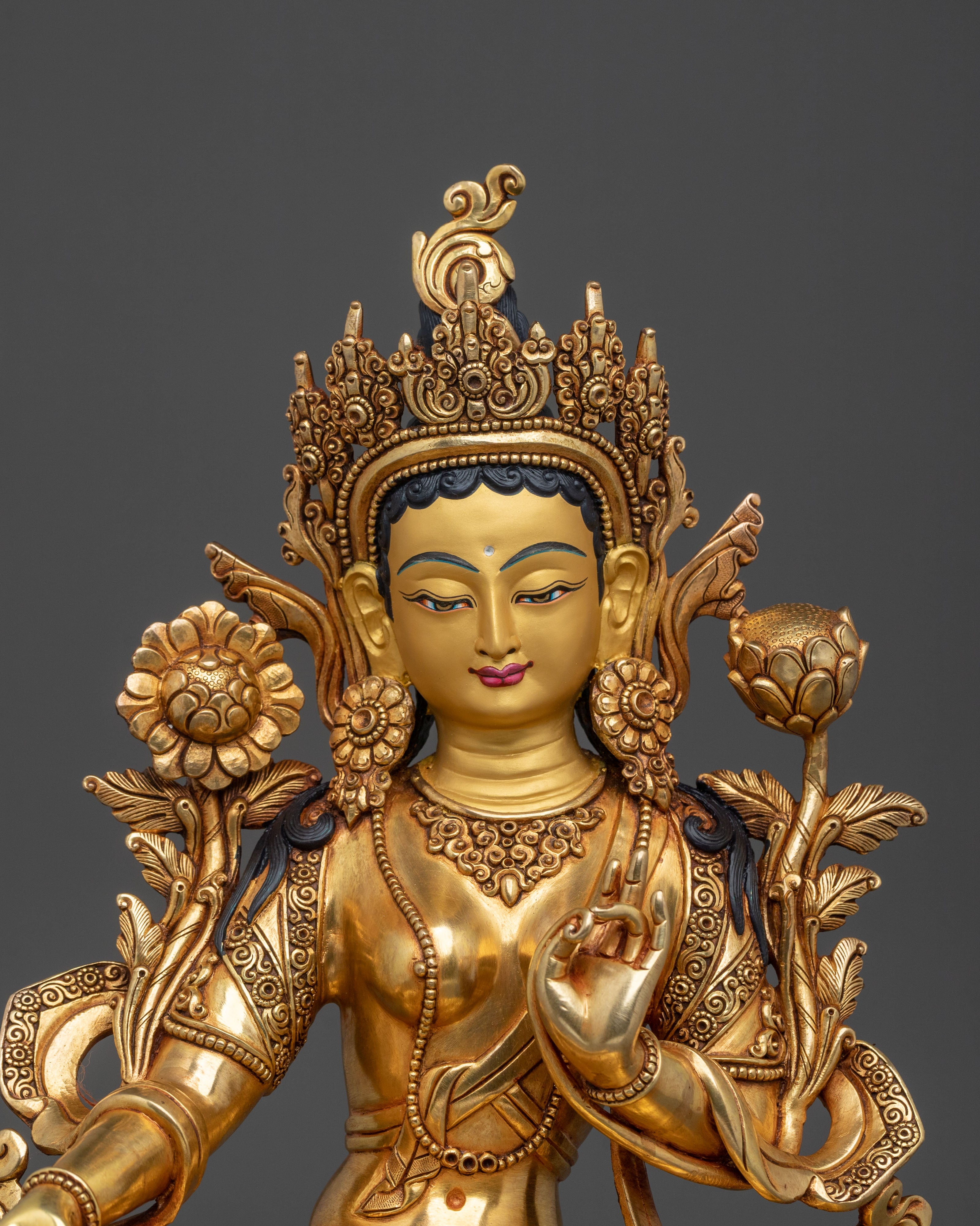 Serene Green Tara Statue | Tibetan Buddhist Goddess