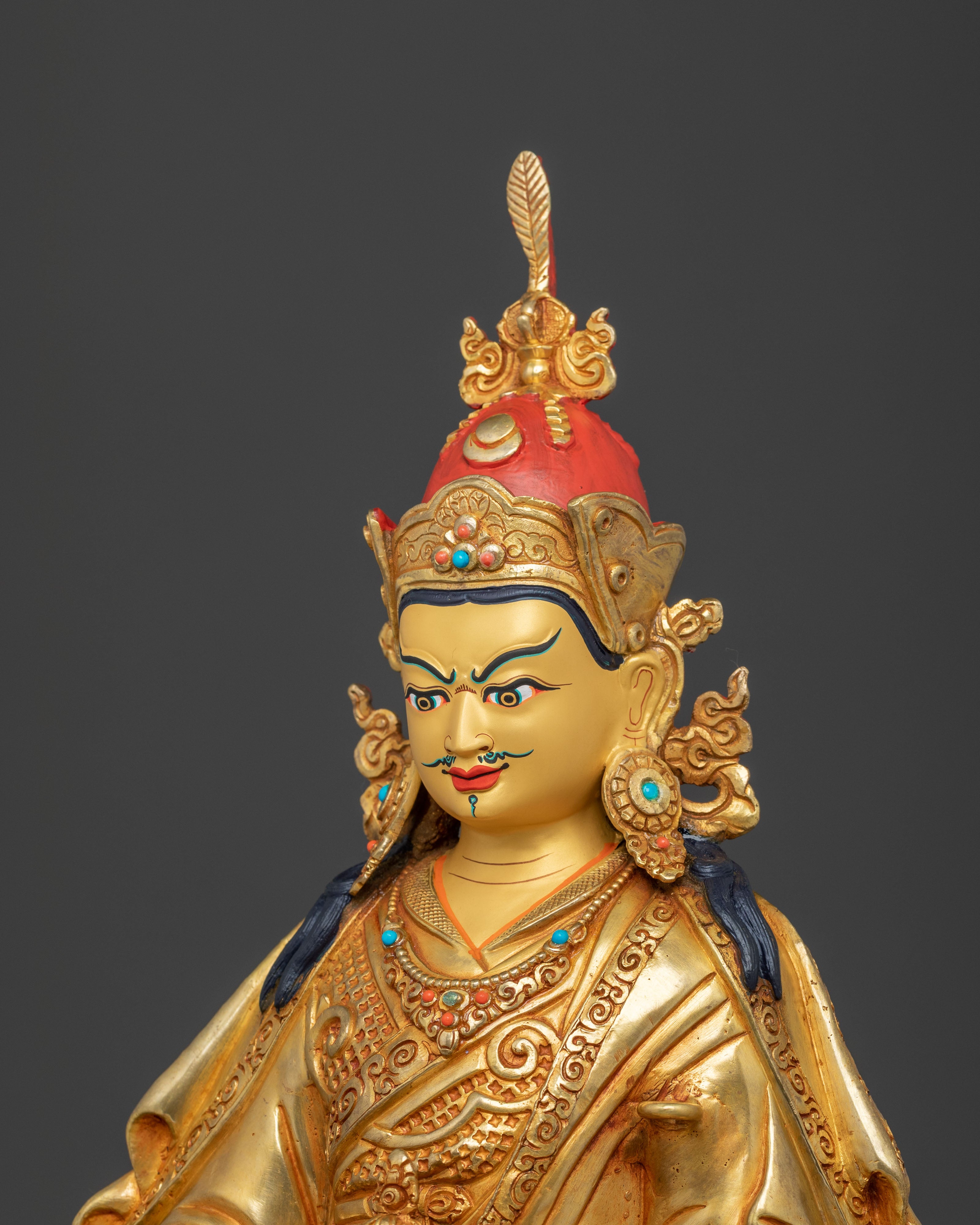 Guru Rinpoche 24K Gold Gilded Divine Sculpture