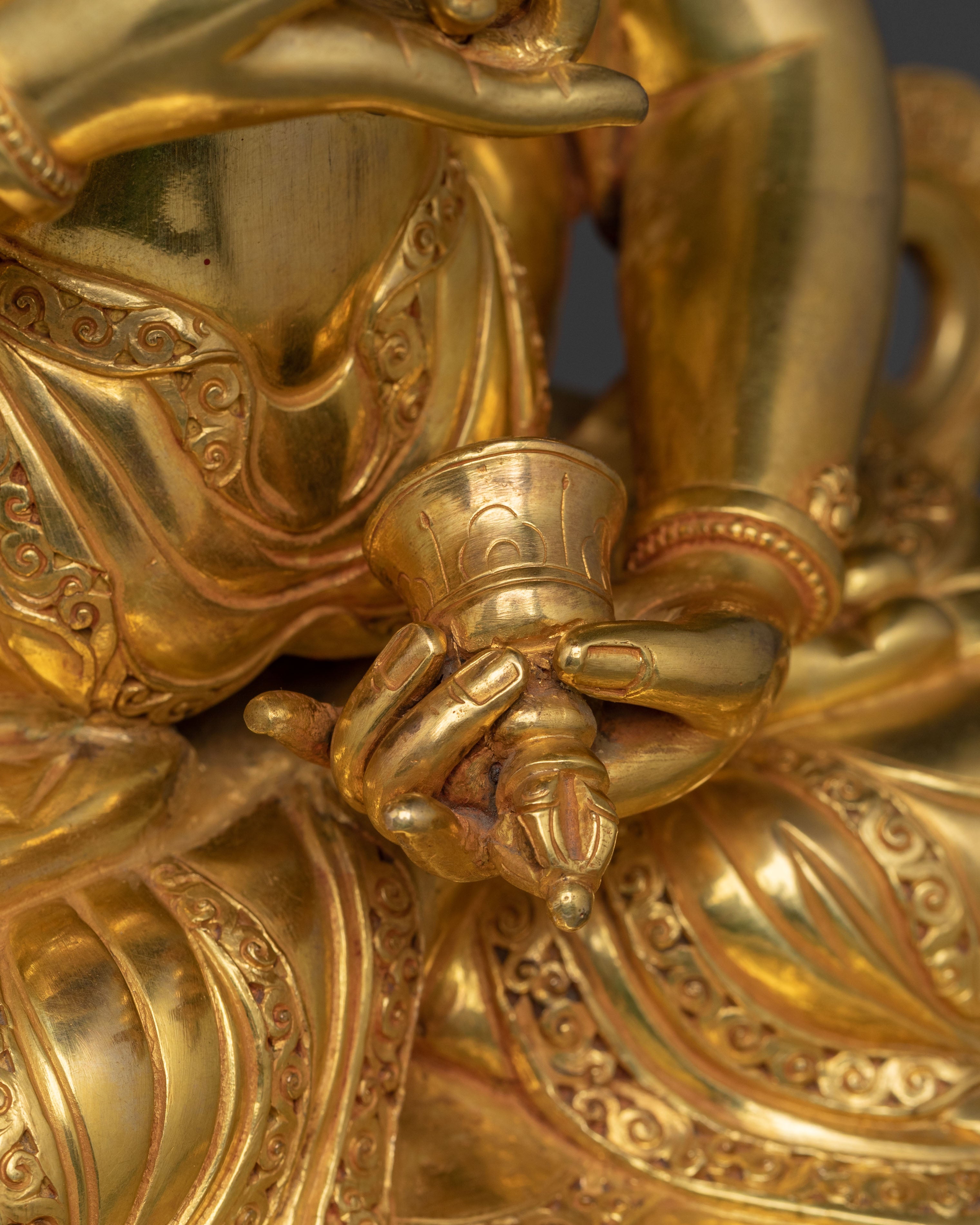 Vajrasattva Sacred Sculpture with Consort in Gilded Copper