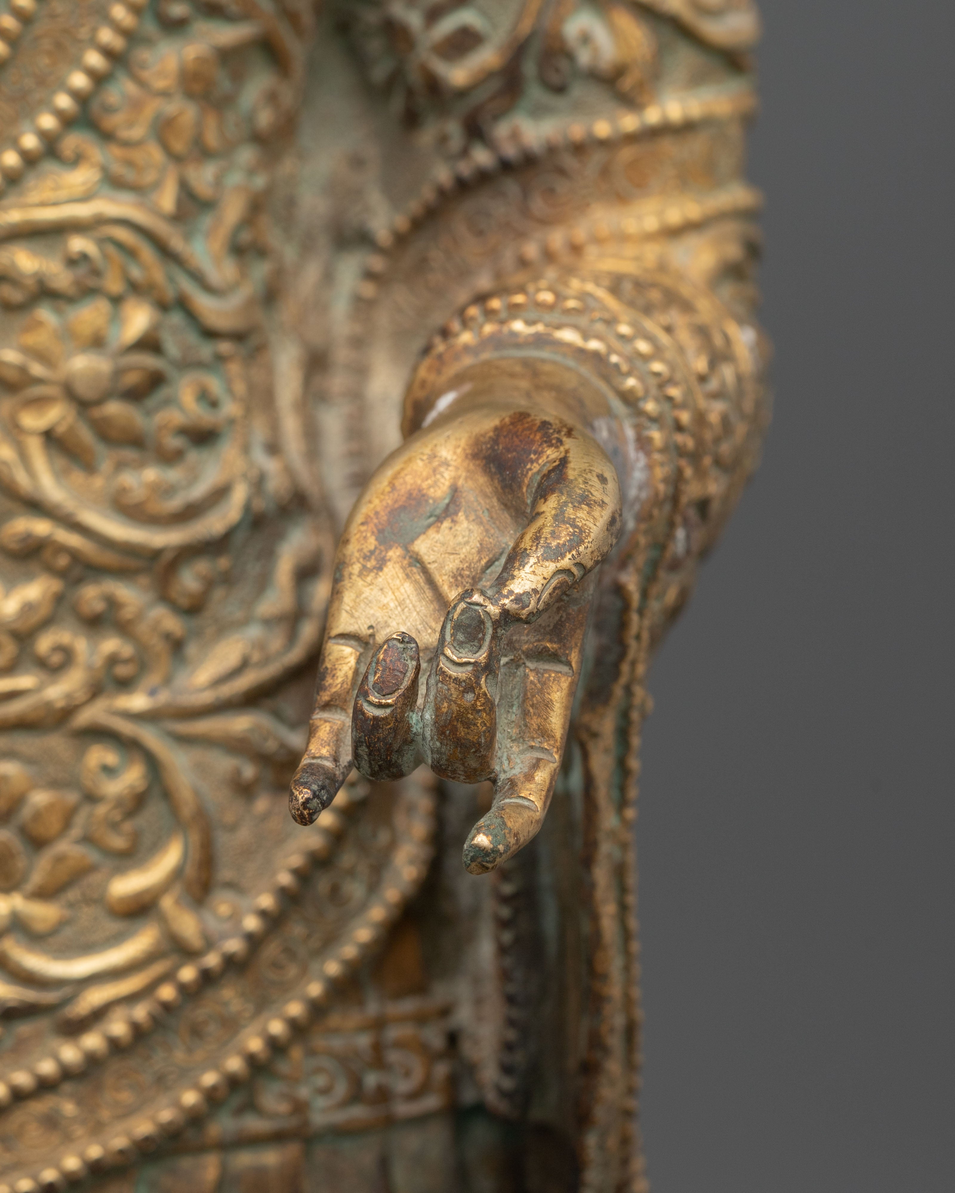 Dipankara Buddha Tibetan Statue | Antique Finish Copper Sculpture