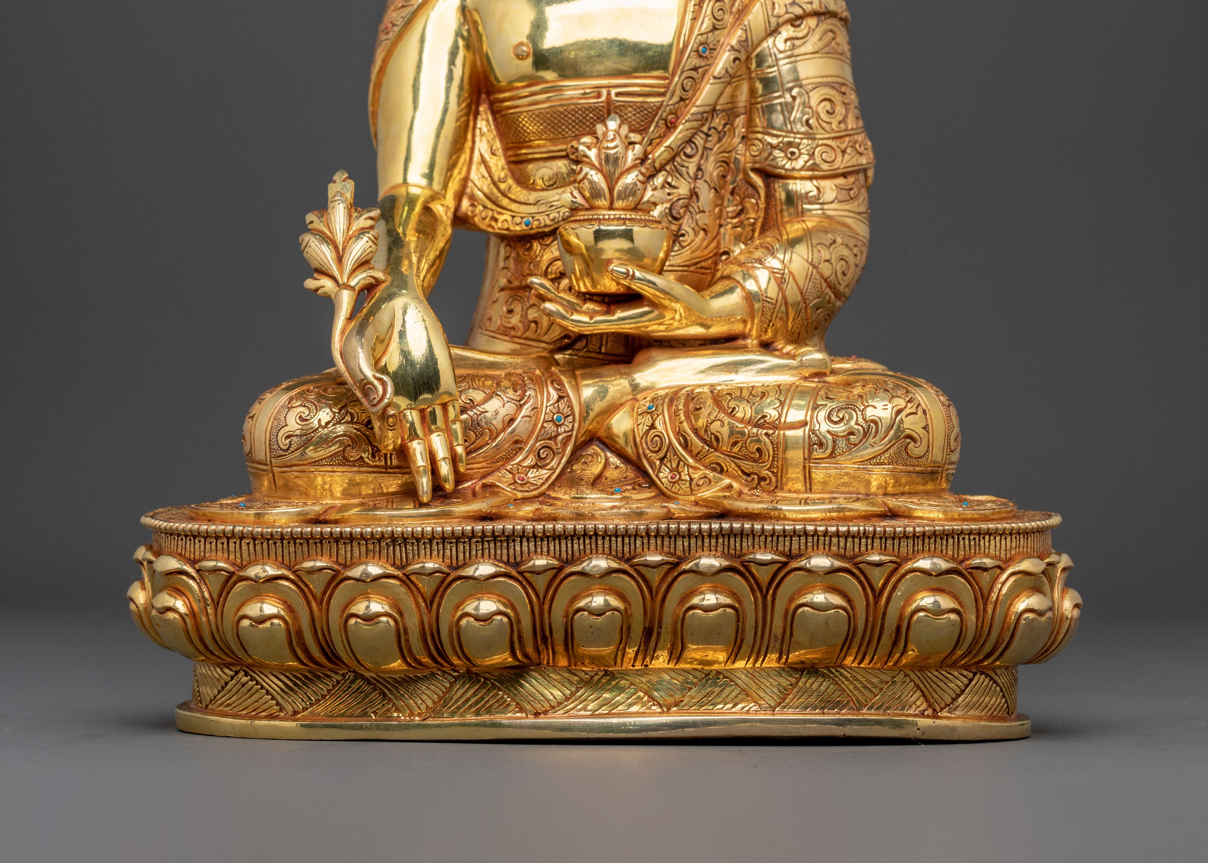 Medicine Buddha Statue | 24K Gold Gilded Healing Figure