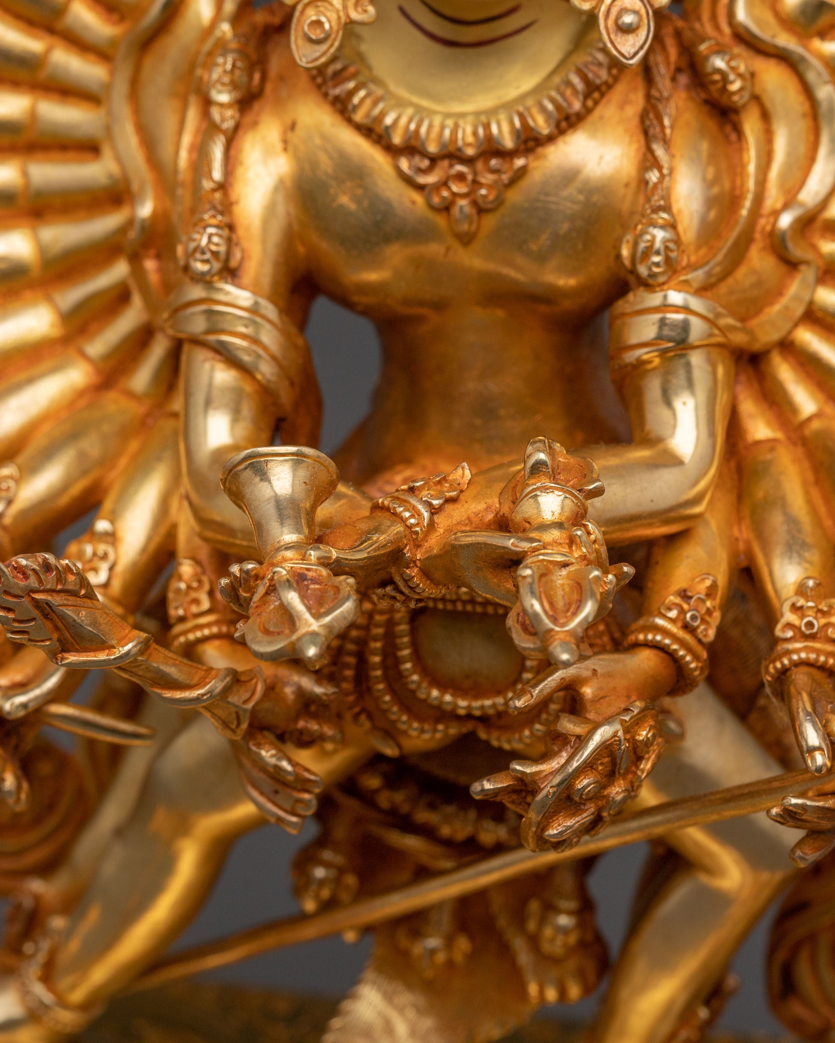Sacred Statue of Kalachakra - 24K Gold Gilded