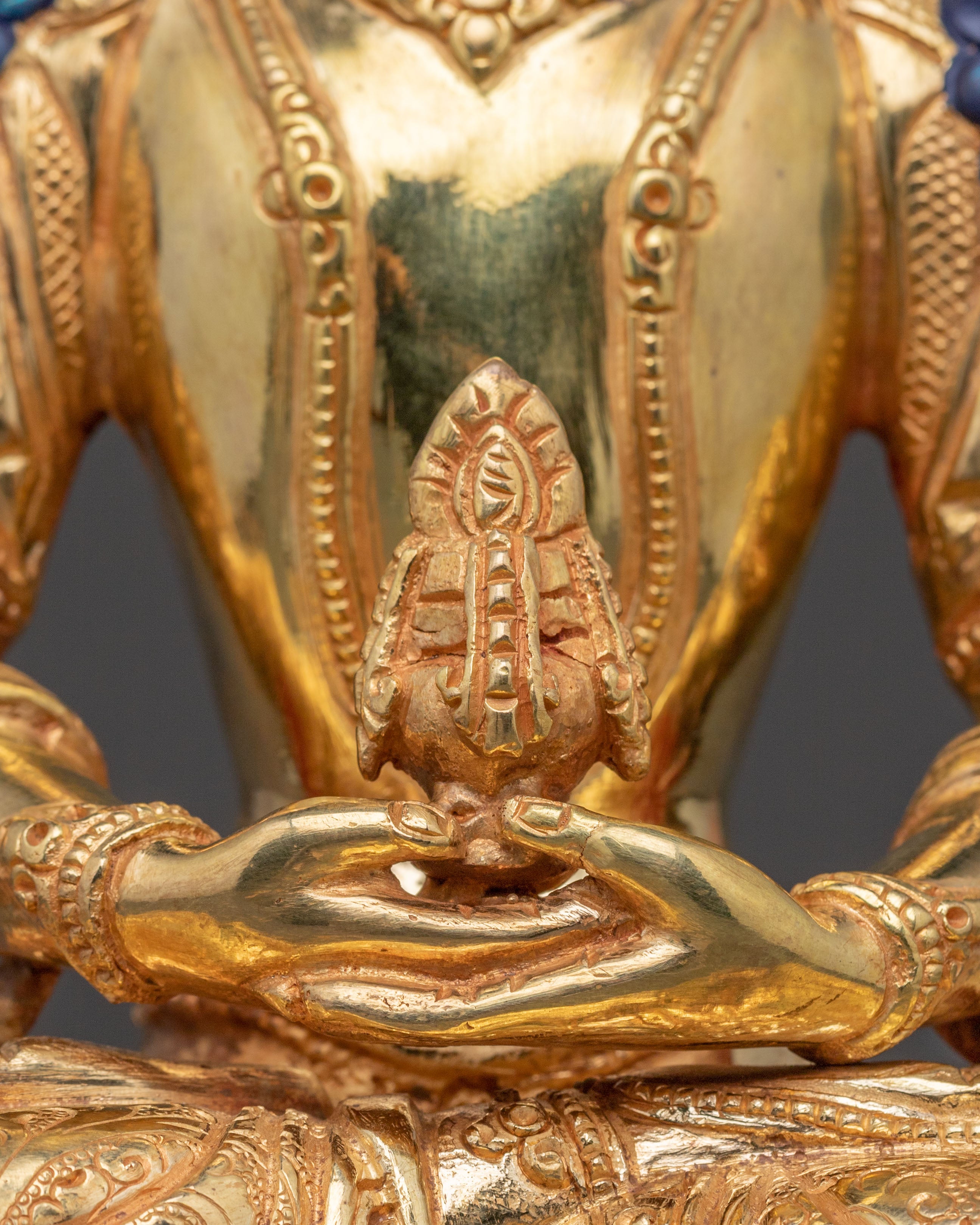 24K Gold Gilded Copper Statue of Amitayus: Long Life Buddha