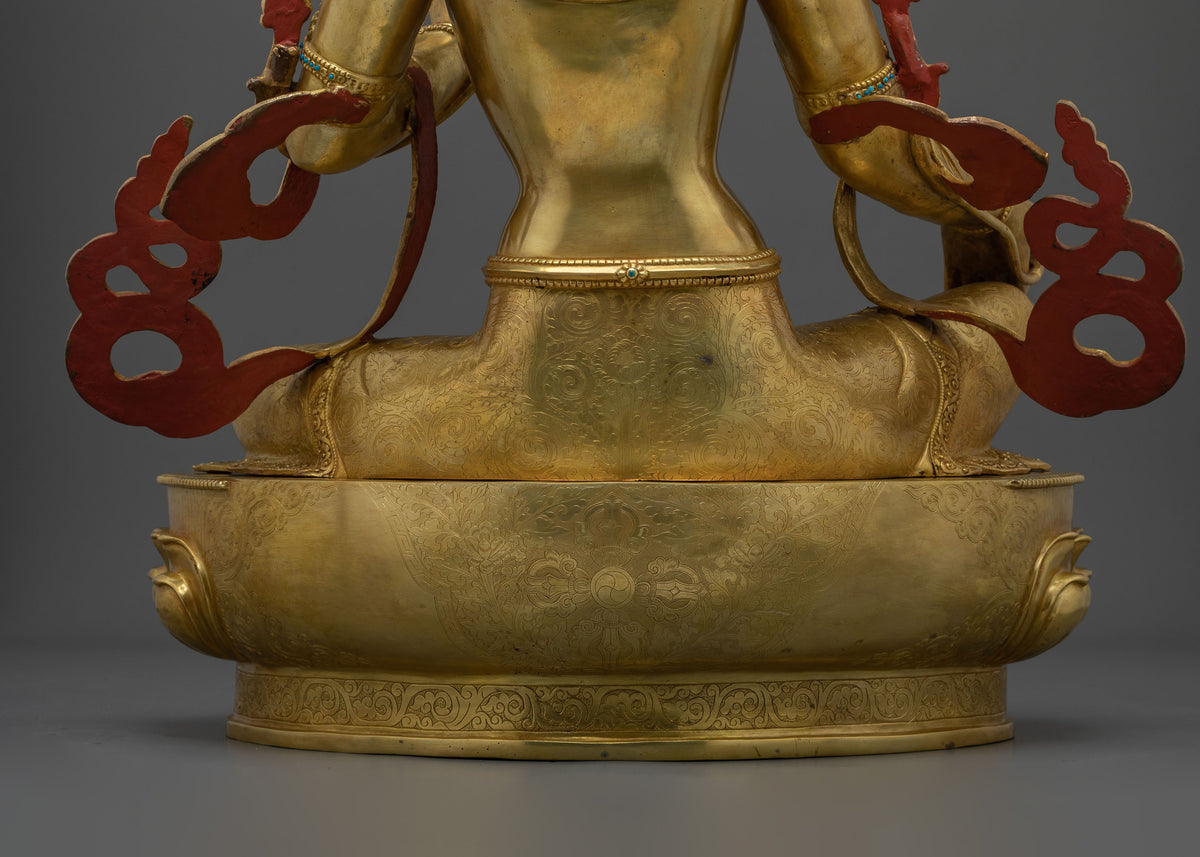 Green Tara Figurine | 67-cm Tall Golden Sculpture