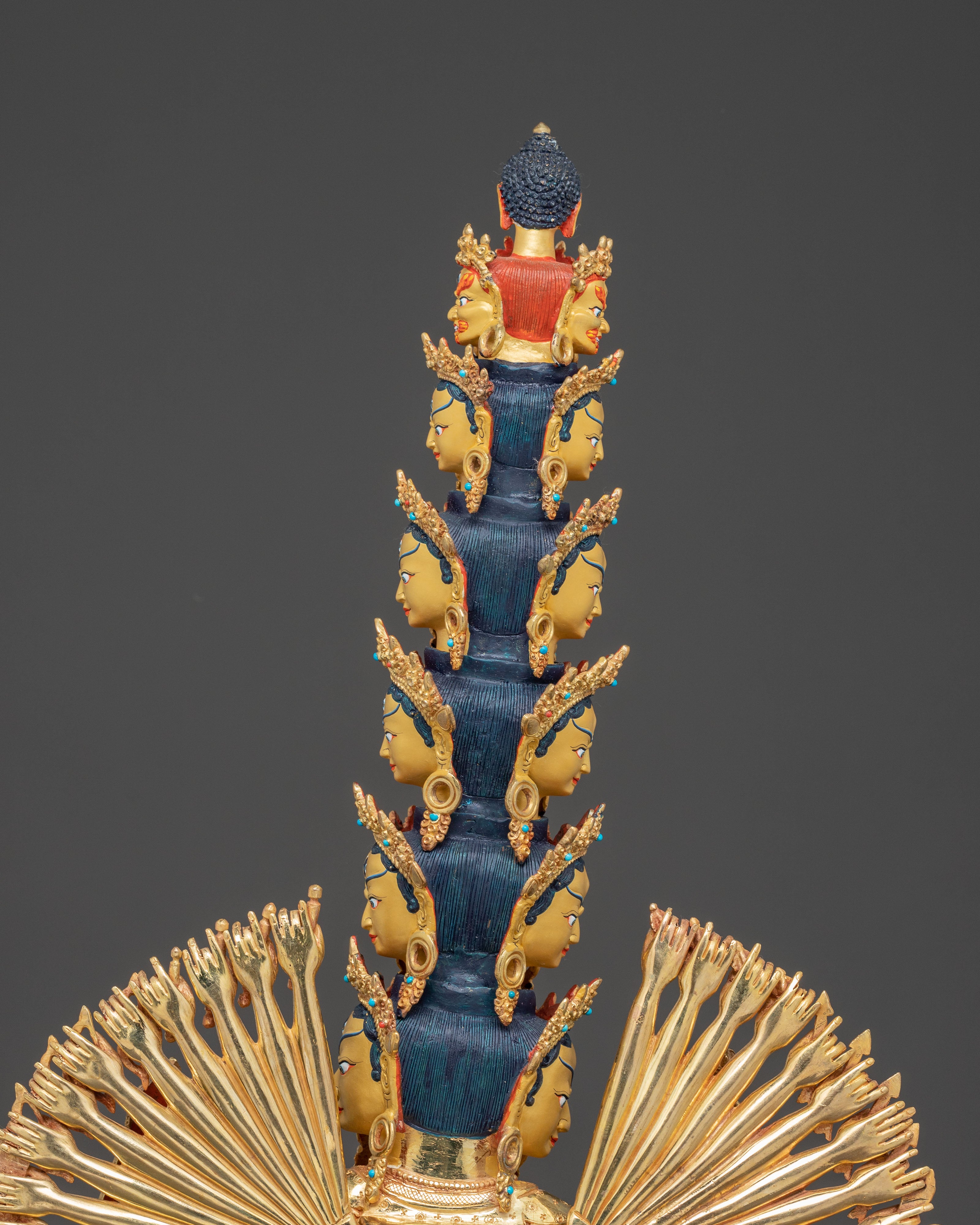 Handmade 24k Gold Glided 1000 Armed Dukar Statue