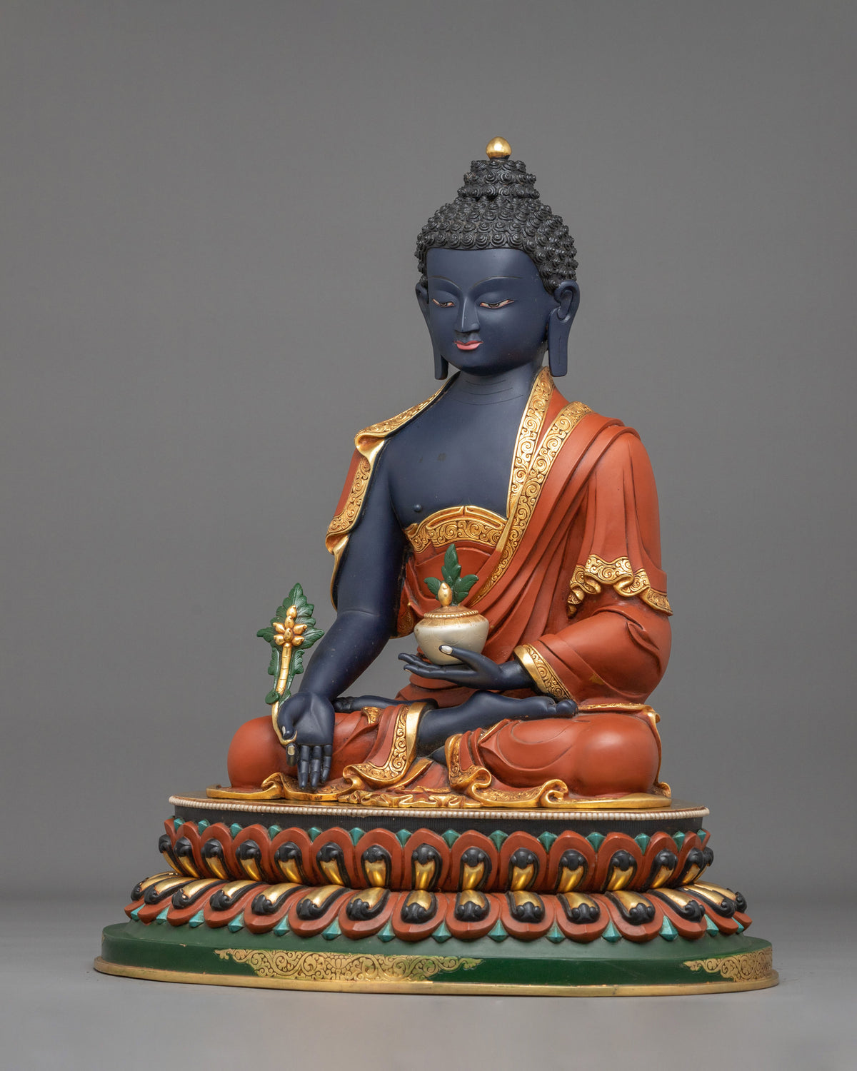 24K Gold Gilded Copper Three Buddha Statue Set | Sacred Buddhist Trio