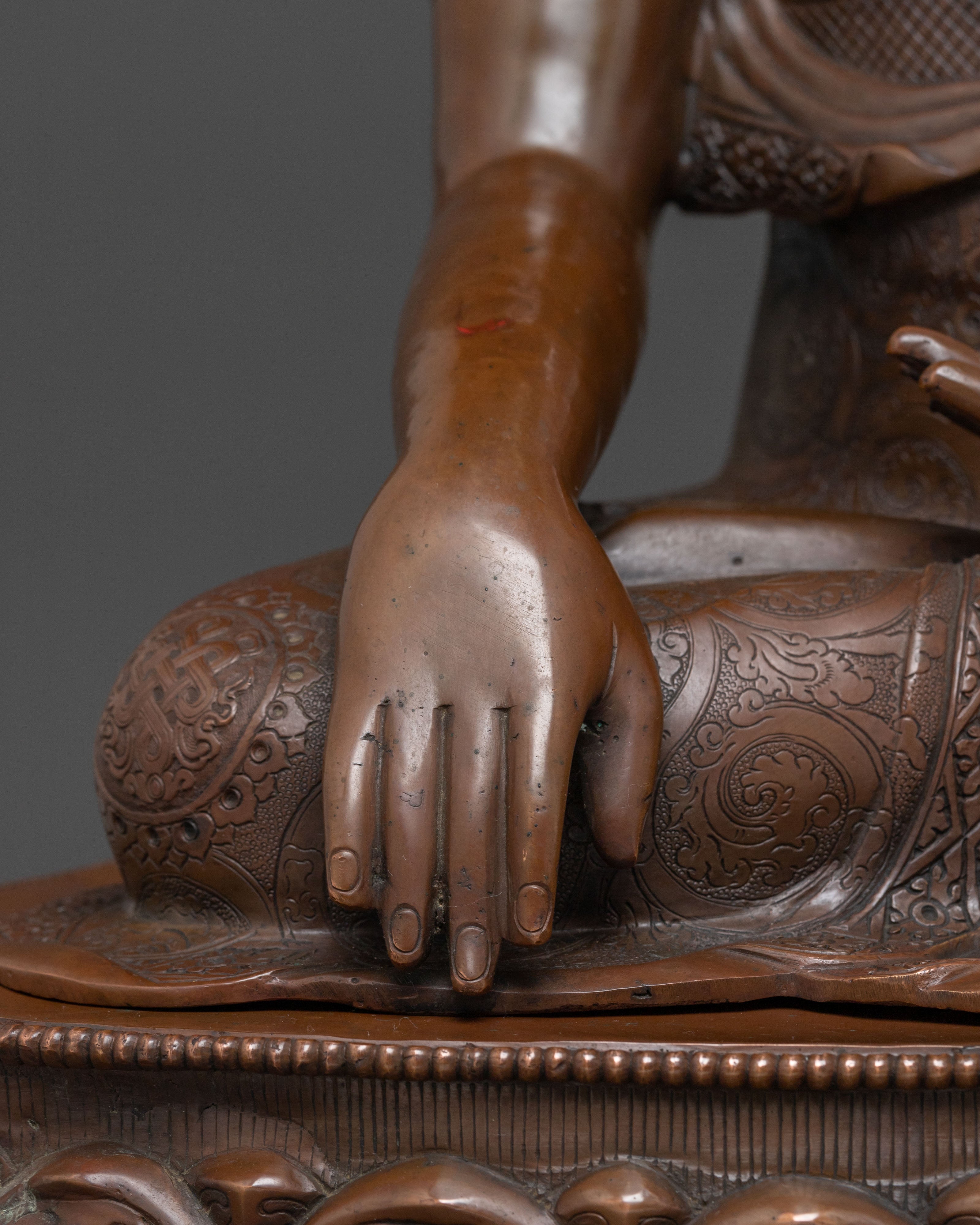 Sacred Dharma Teacher Buddha Shakyamuni Statue | Oxidized Copper Artwork