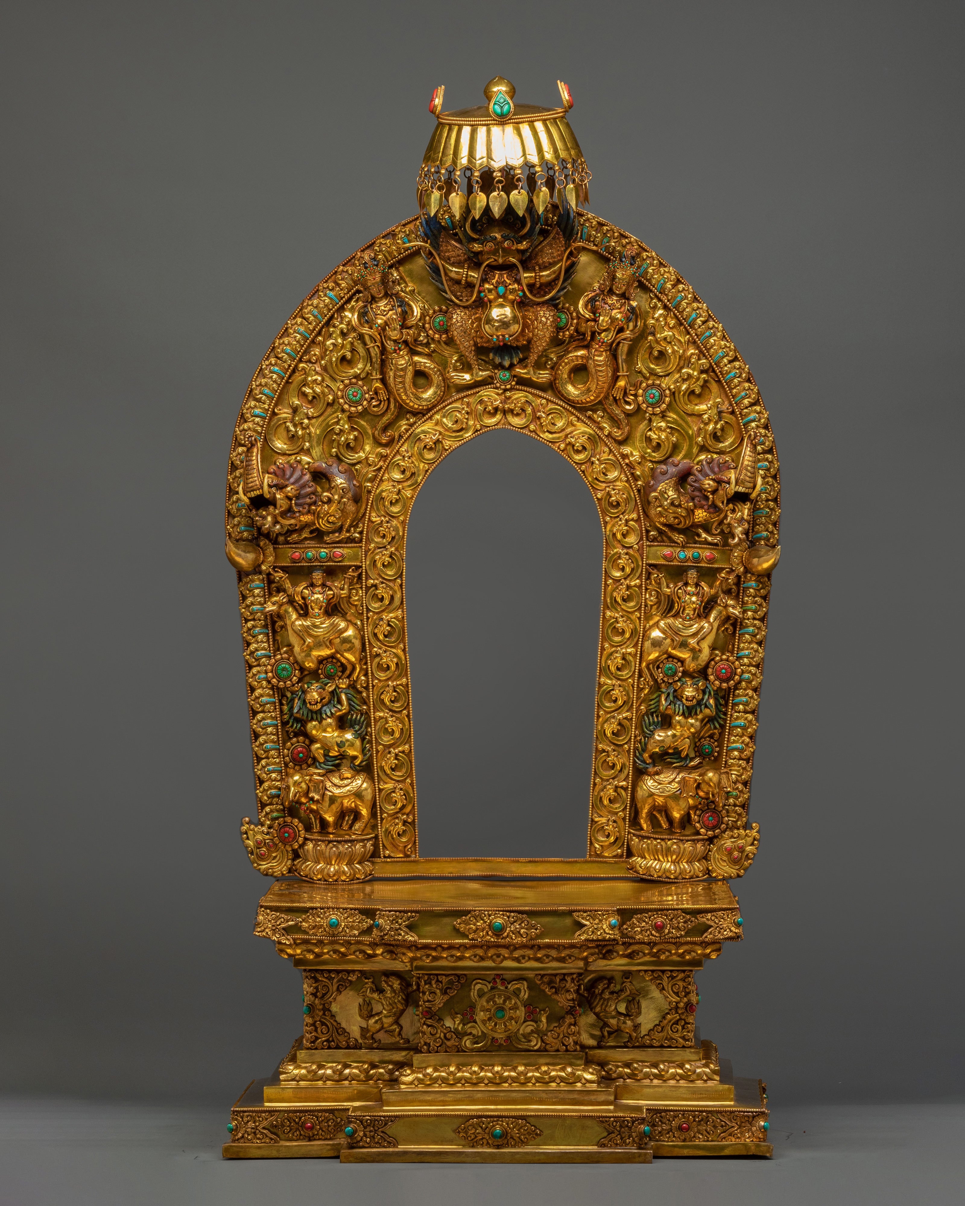 Tathagata Crown Shakyamuni Buddha on Throne Statue