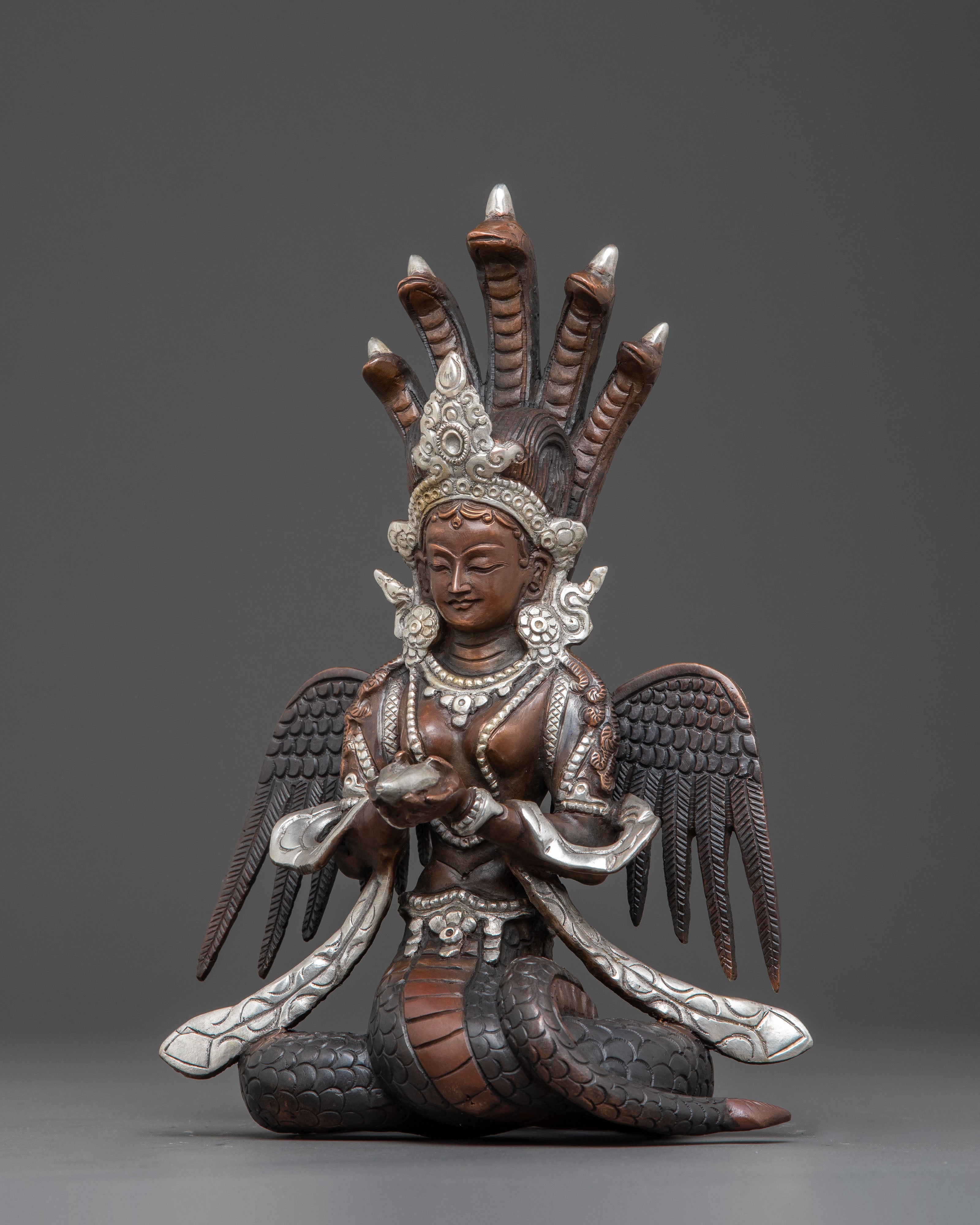 Nagkanya Oxidized Copper Statue – Serene Protector