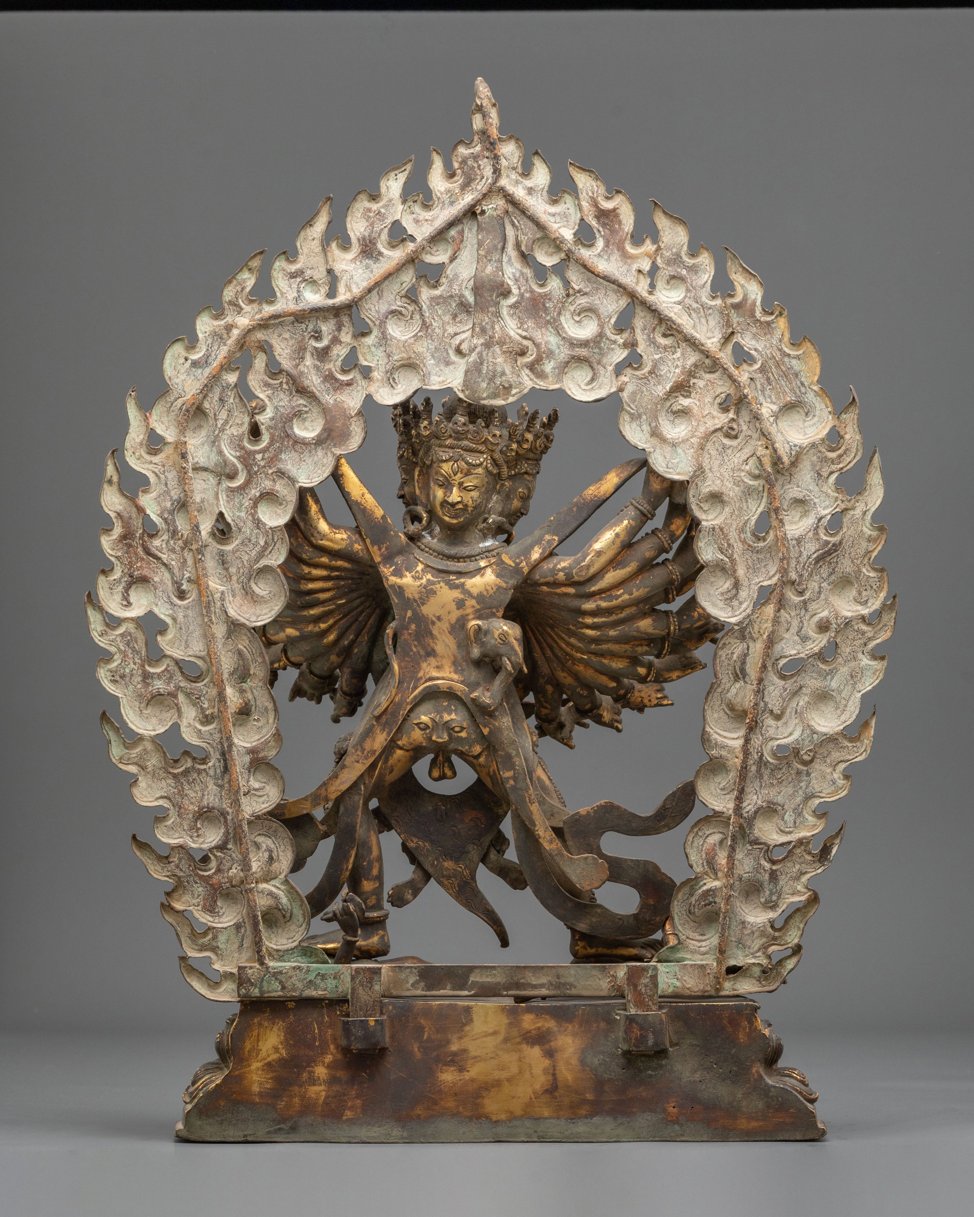 Kalachakra Sacred Statue | Antique Finish Copper Vajrayana Sculpture